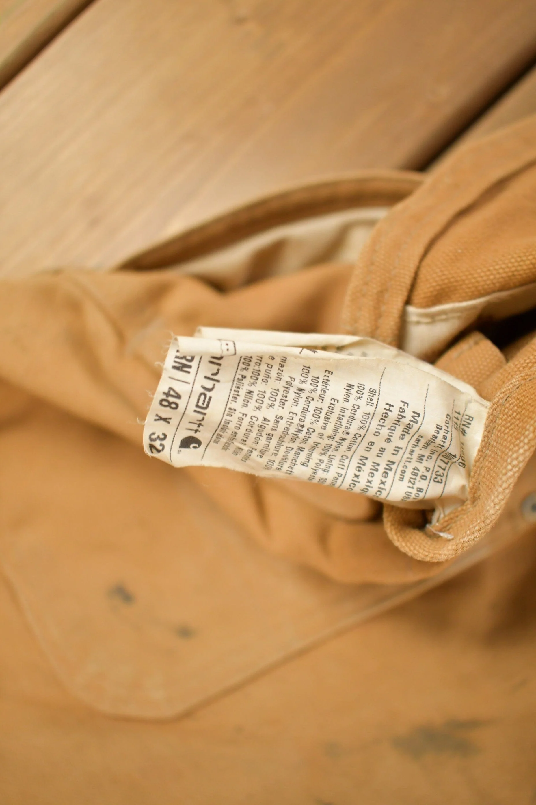 Vintage 1990s Carhartt Beige Double Knee Canvas Quilted Overalls Men's 46 x 30 - Image 10