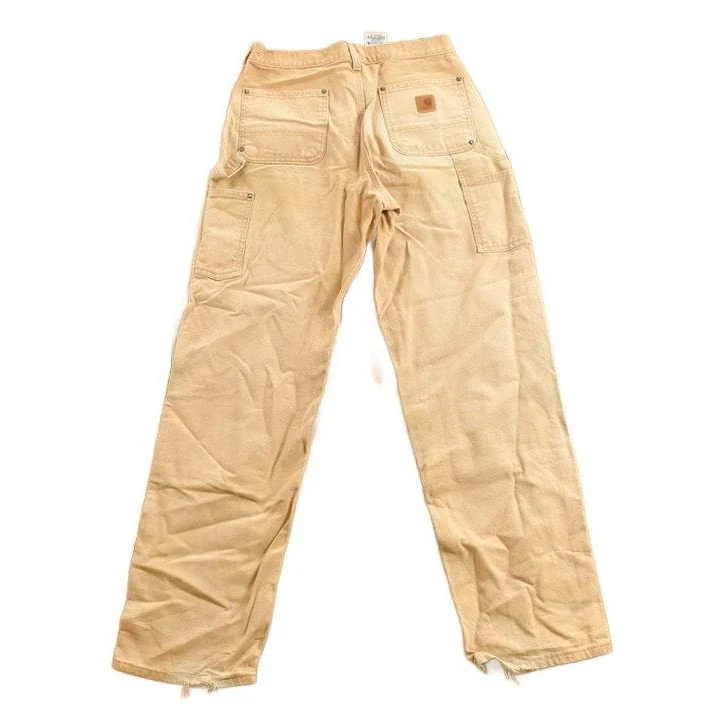 Vintage 1990s Carhartt Beige Double Knee Work Pants Men's 30 x 30 - Image 2