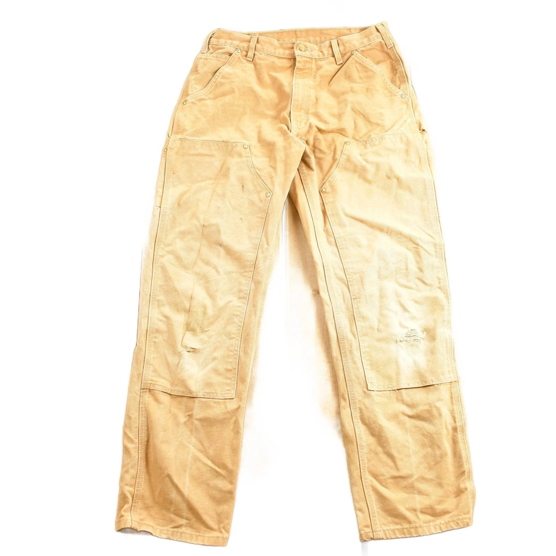 Vintage 1990s Carhartt Beige Double Knee Work Pants Men's 32 x 30