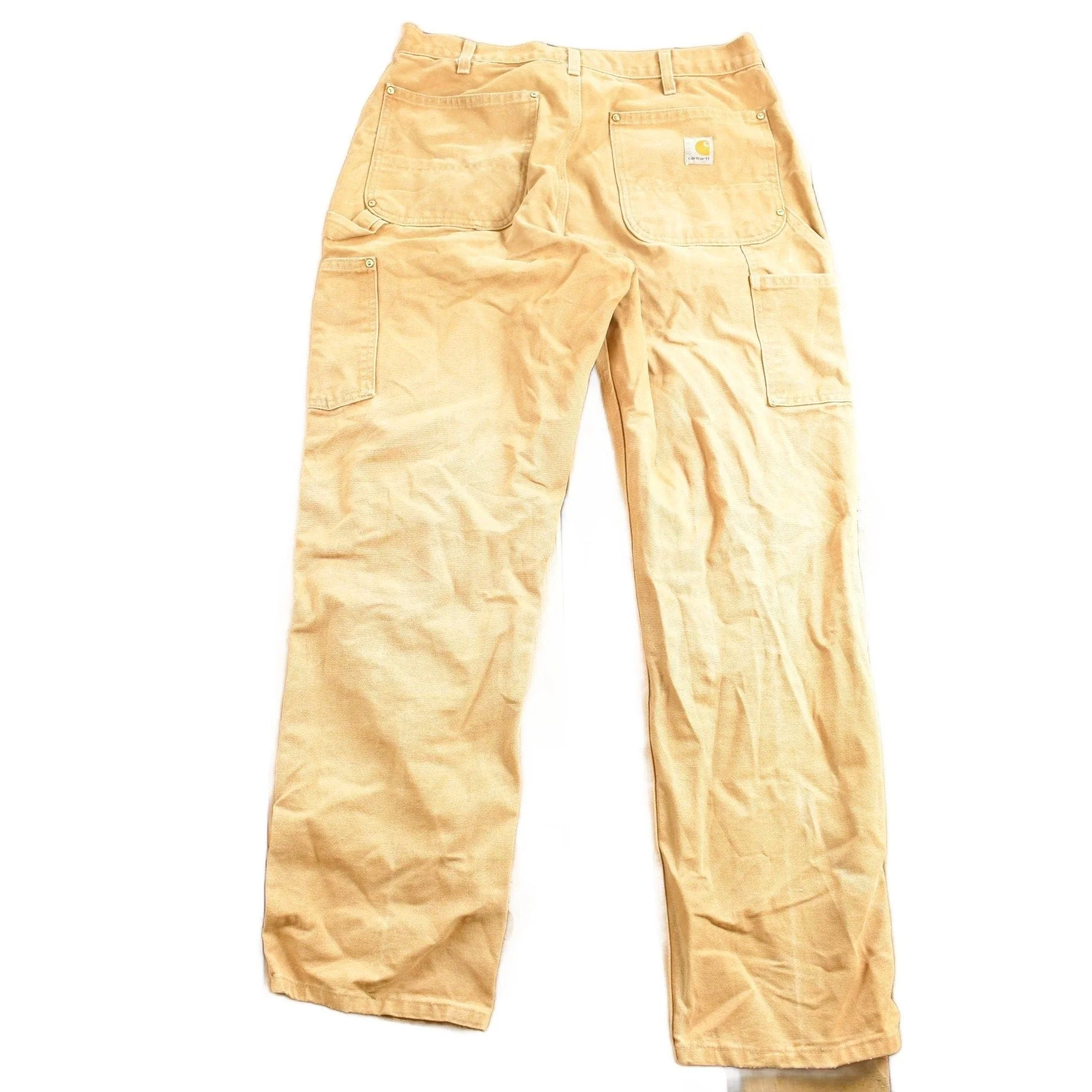 Vintage 1990s Carhartt Beige Double Knee Work Pants Men's 32 x 30 - Image 2