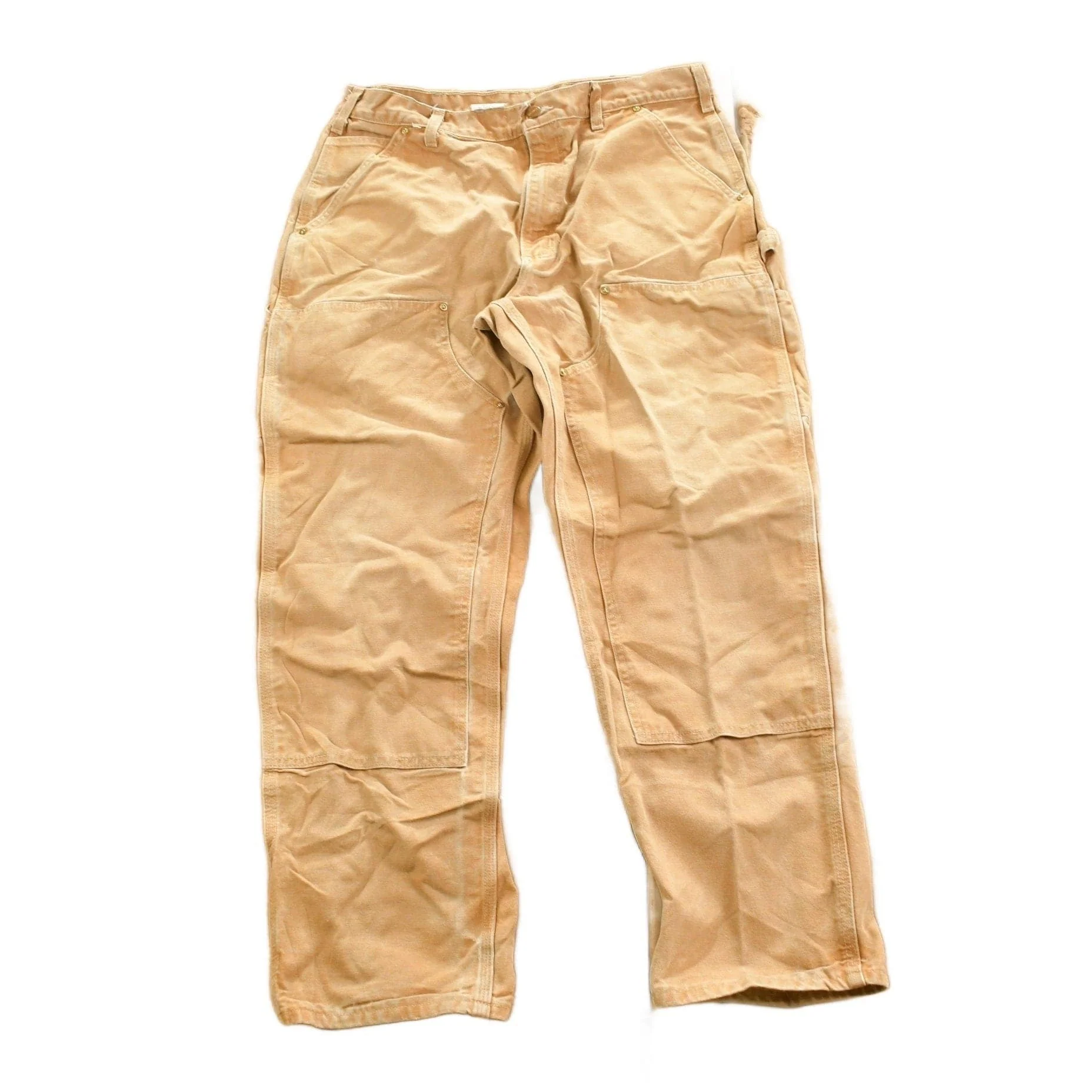 Vintage 1990s Carhartt Beige Double Knee Work Pants Men's 35 x 29