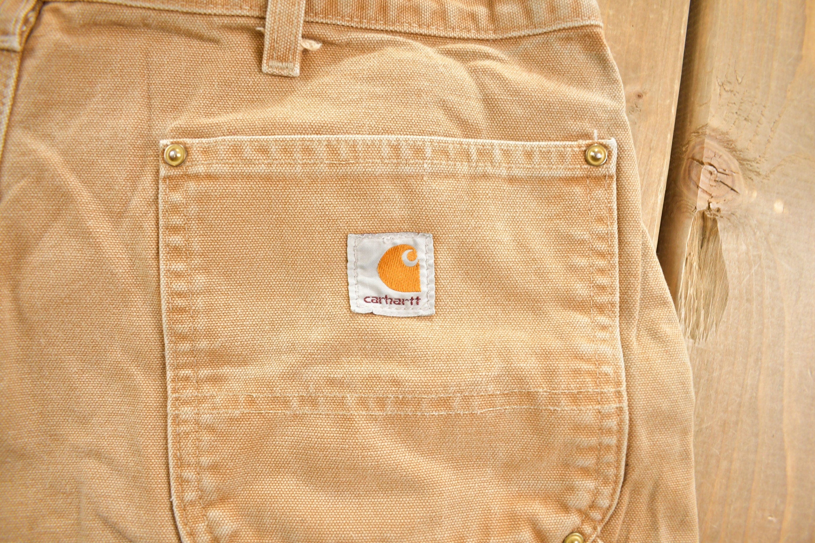 Vintage 1990s Carhartt Beige Double Knee Work Pants Men's 35 x 29 - Image 3