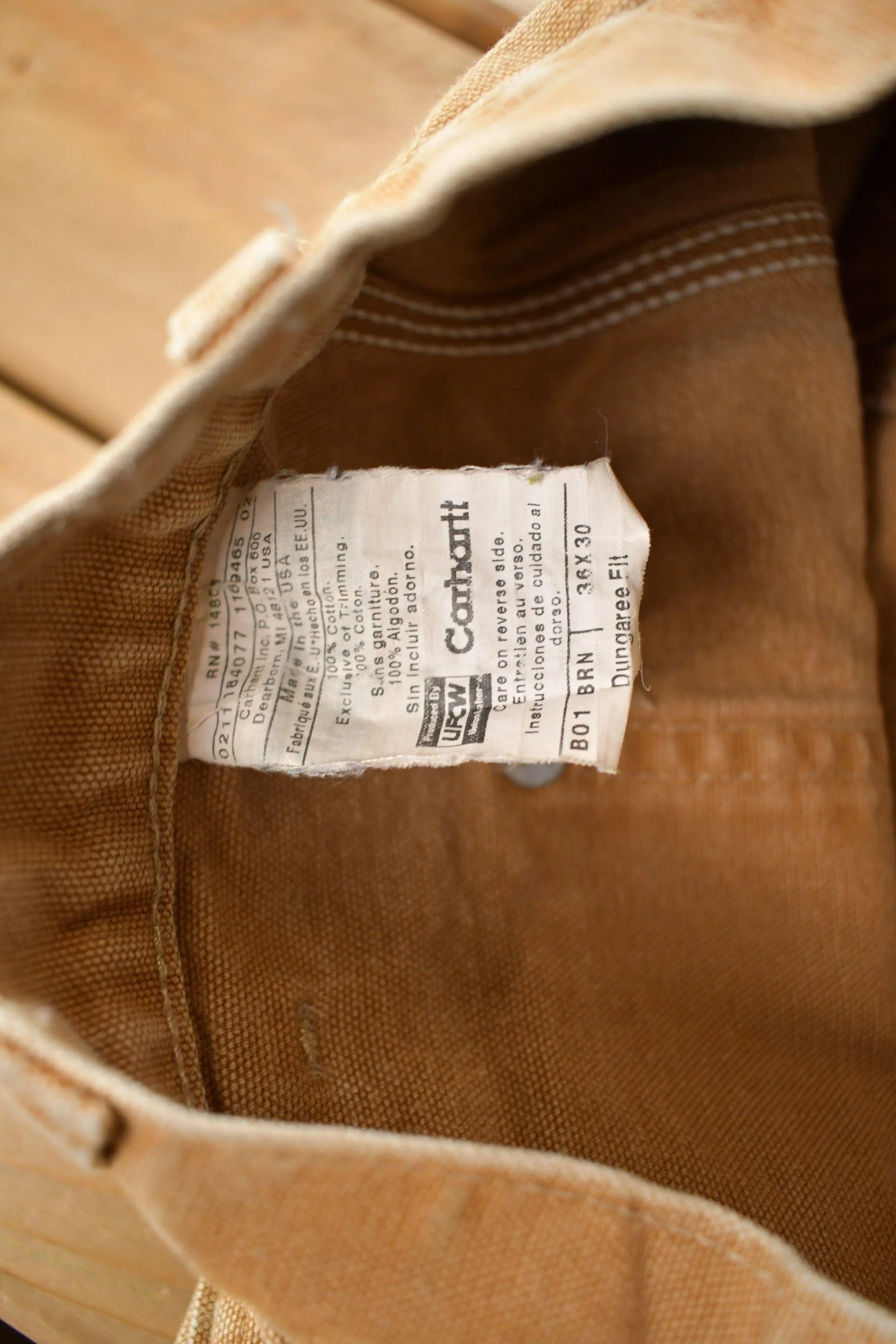 Vintage 1990s Carhartt Beige Double Knee Work Pants Men's 35 x 29 - Image 4