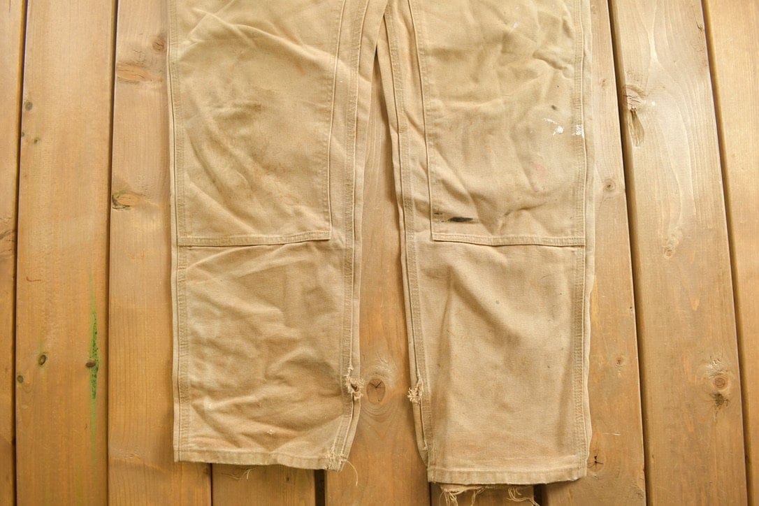 Vintage 1990s Carhartt Beige Double Knee Work Pants Men's 38 x 32 - Image 5