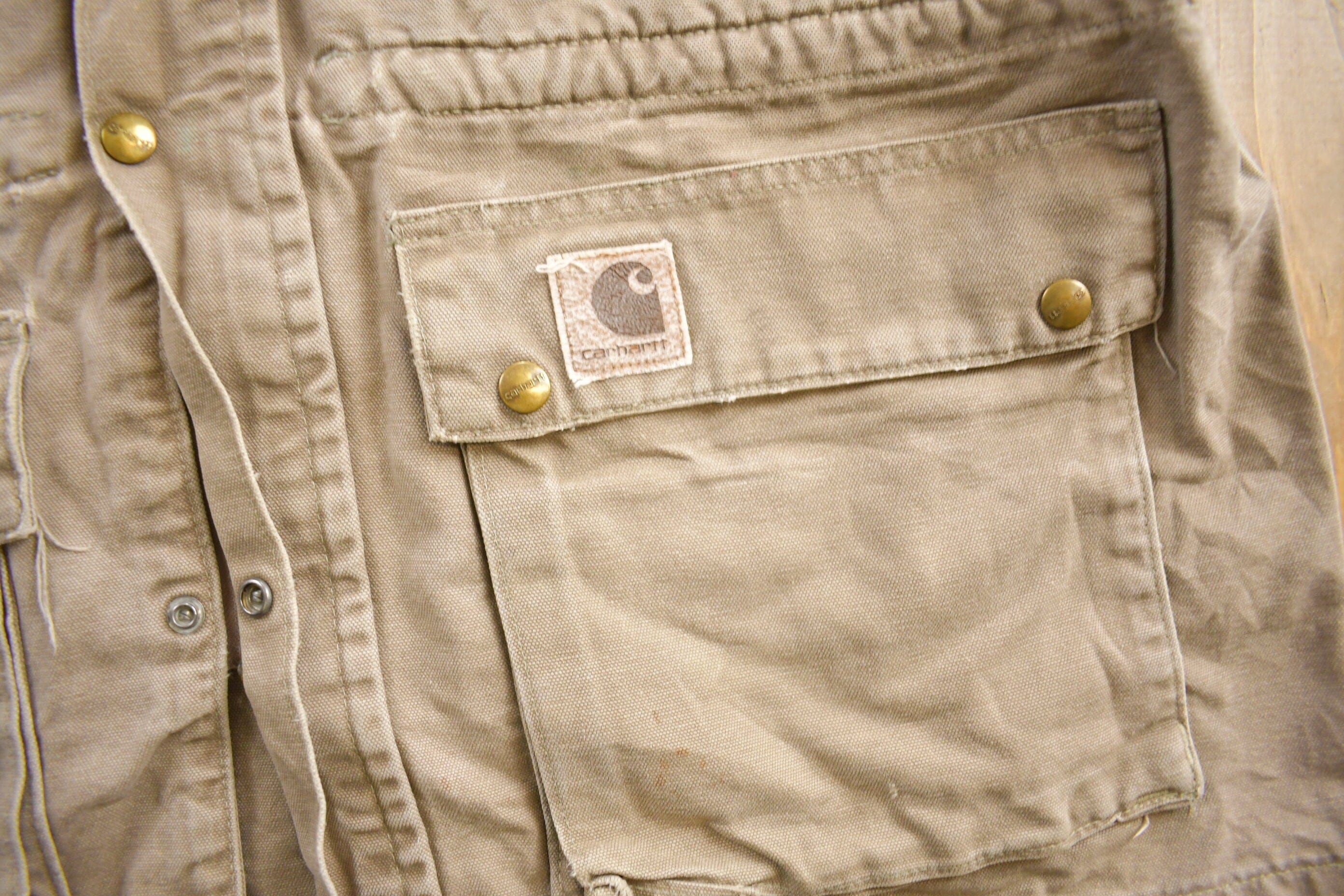 Vintage 1990s Carhartt Beige Ranch Coat Men's Medium - Image 4