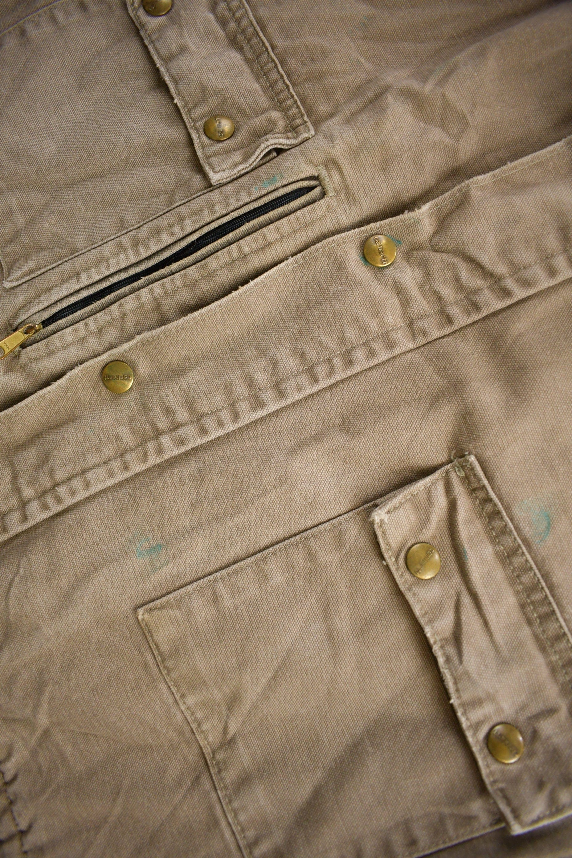 Vintage 1990s Carhartt Beige Ranch Coat Men's Medium - Image 7