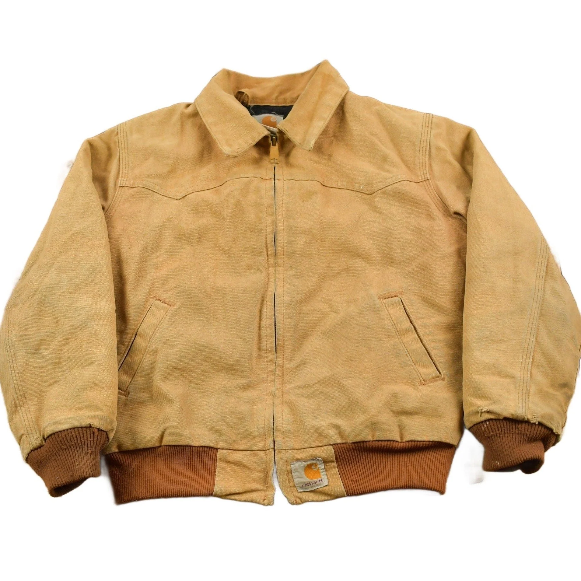 Vintage 1990s Carhartt Beige Traditional Work Jacket Youth M
