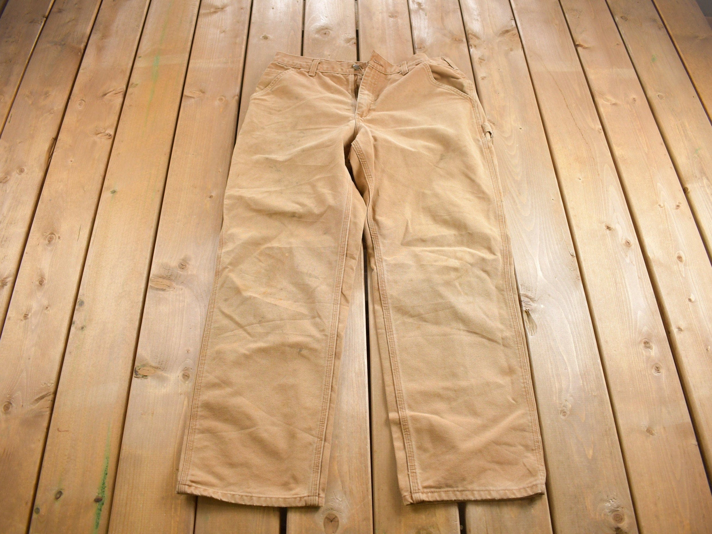 Vintage 1990s Carhartt Beige Work Pants Men's 34 x 30 - Image 3