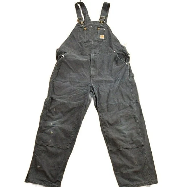 Vintage 1990s Carhartt Black Canvas Double Knee Overalls Men's 44 x 32