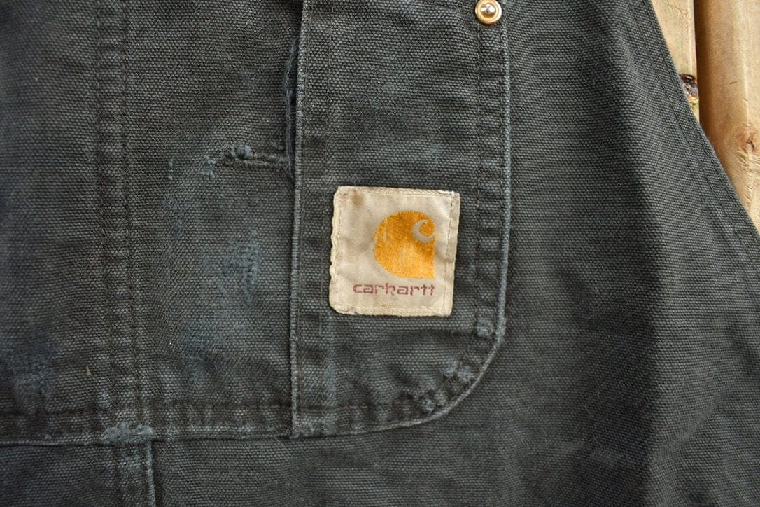 Vintage 1990s Carhartt Black Canvas Double Knee Overalls Men's 44 x 32 - Image 4