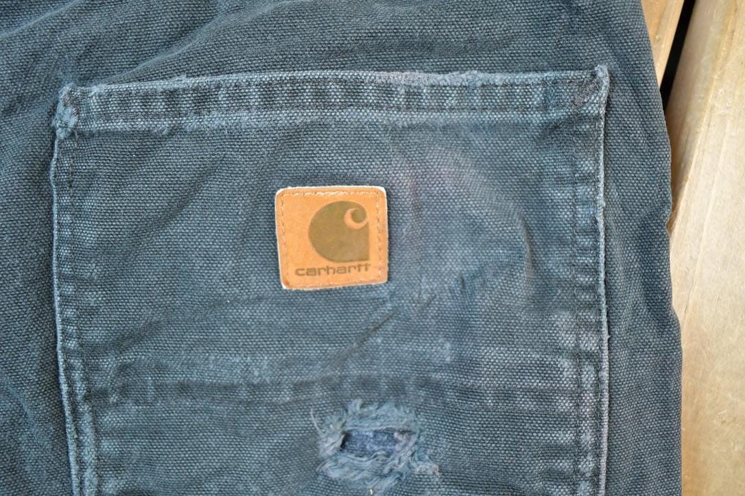 Vintage 1990s Carhartt Black Denim Work Jeans Men's 38 x 32 - Image 5