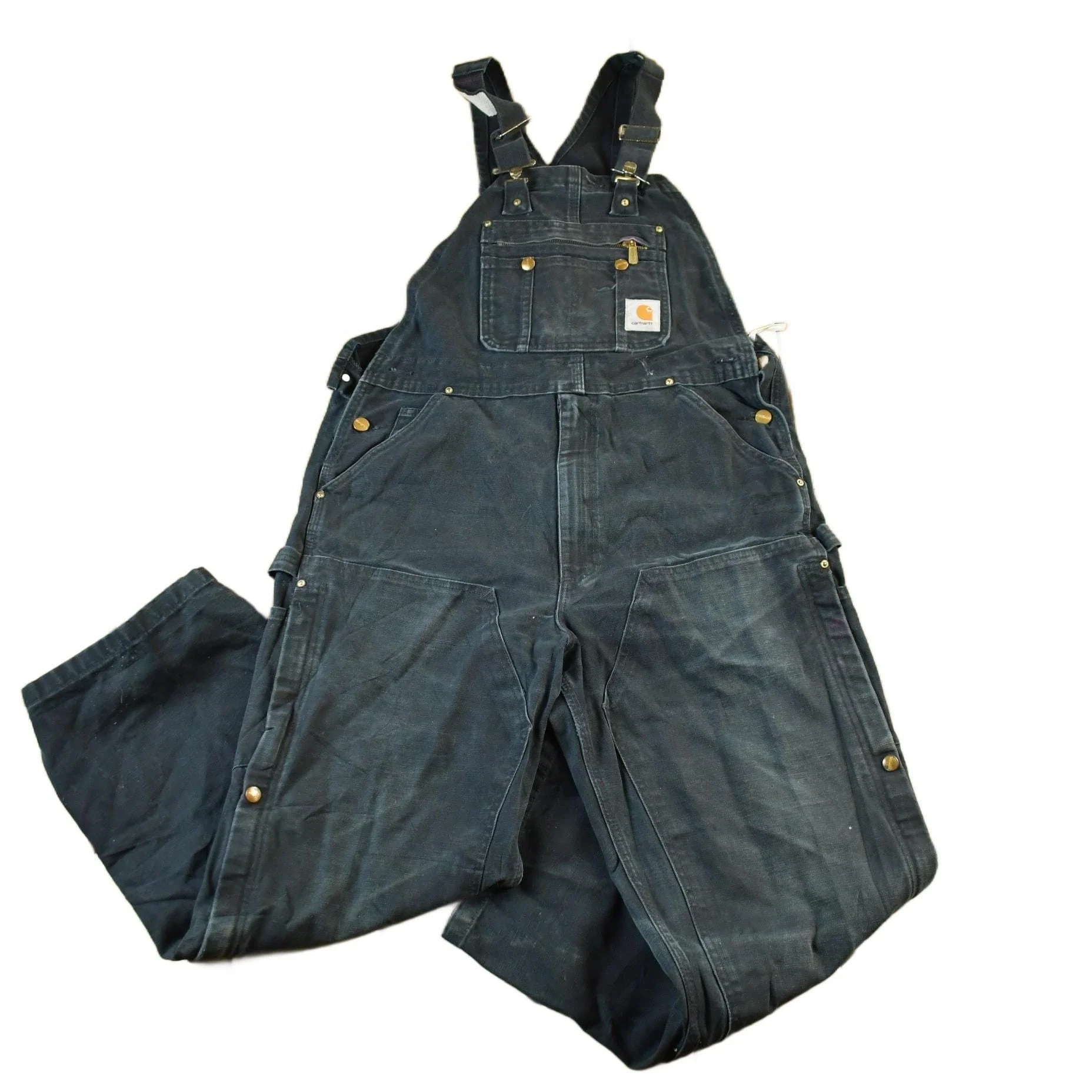 Vintage 1990s Carhartt Black Double Knee Canvas Overalls Men's 36 x 27