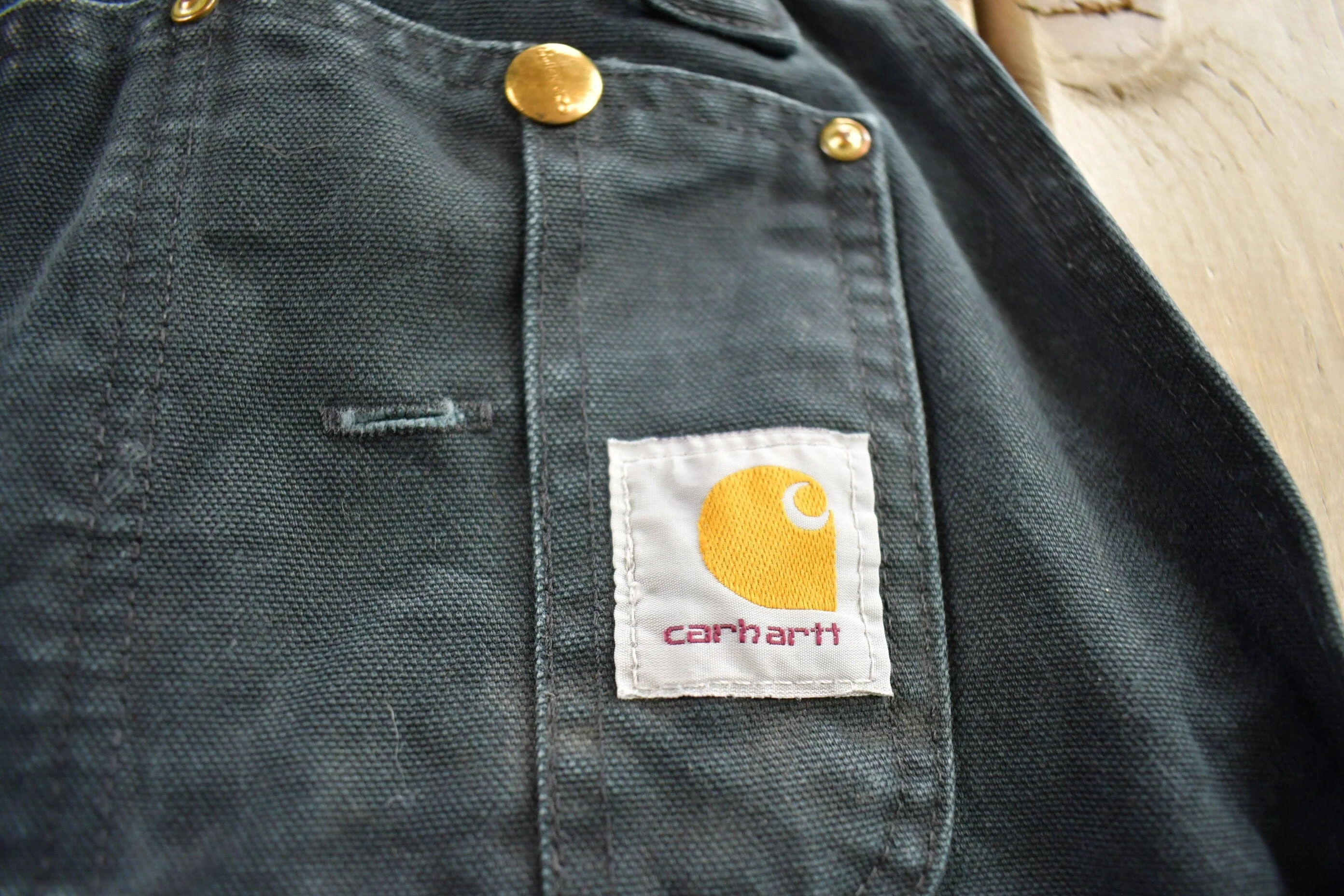 Vintage 1990s Carhartt Black Double Knee Canvas Overalls Men's 38 x 32 - Image 3