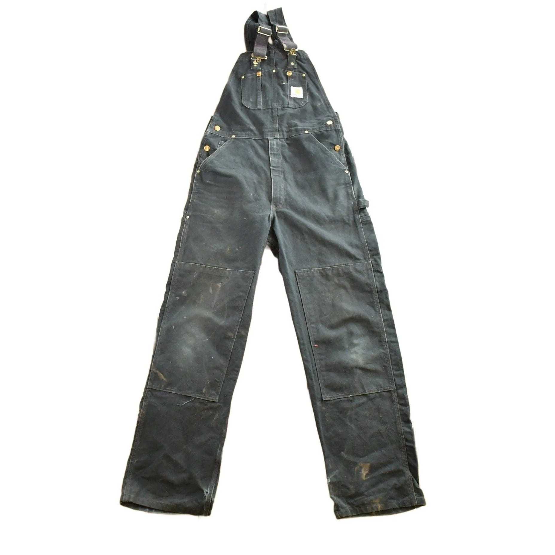 Vintage 1990s Carhartt Black Double Knee Canvas Overalls Men's 40 x 30