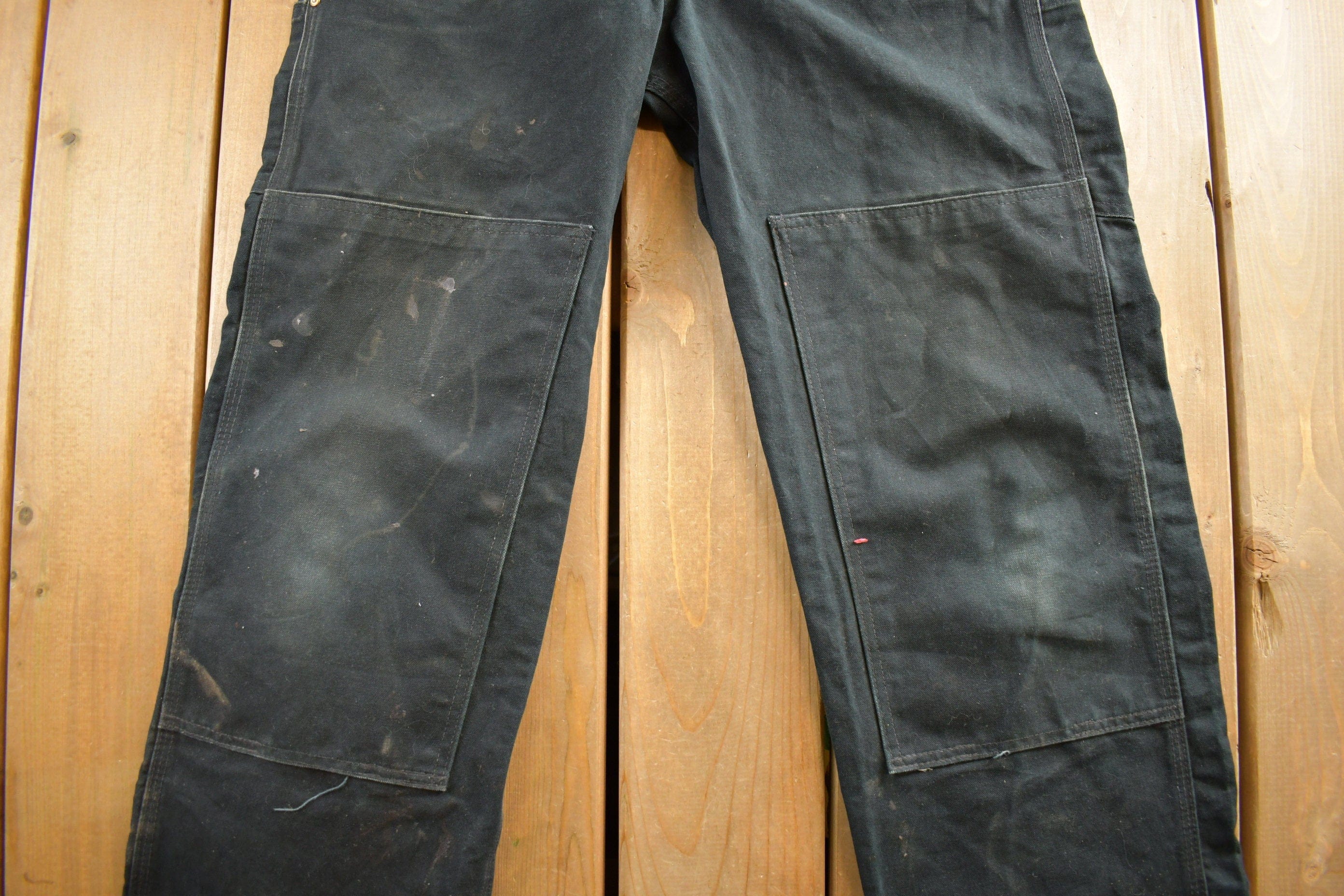 Vintage 1990s Carhartt Black Double Knee Canvas Overalls Men's 40 x 30 - Image 3