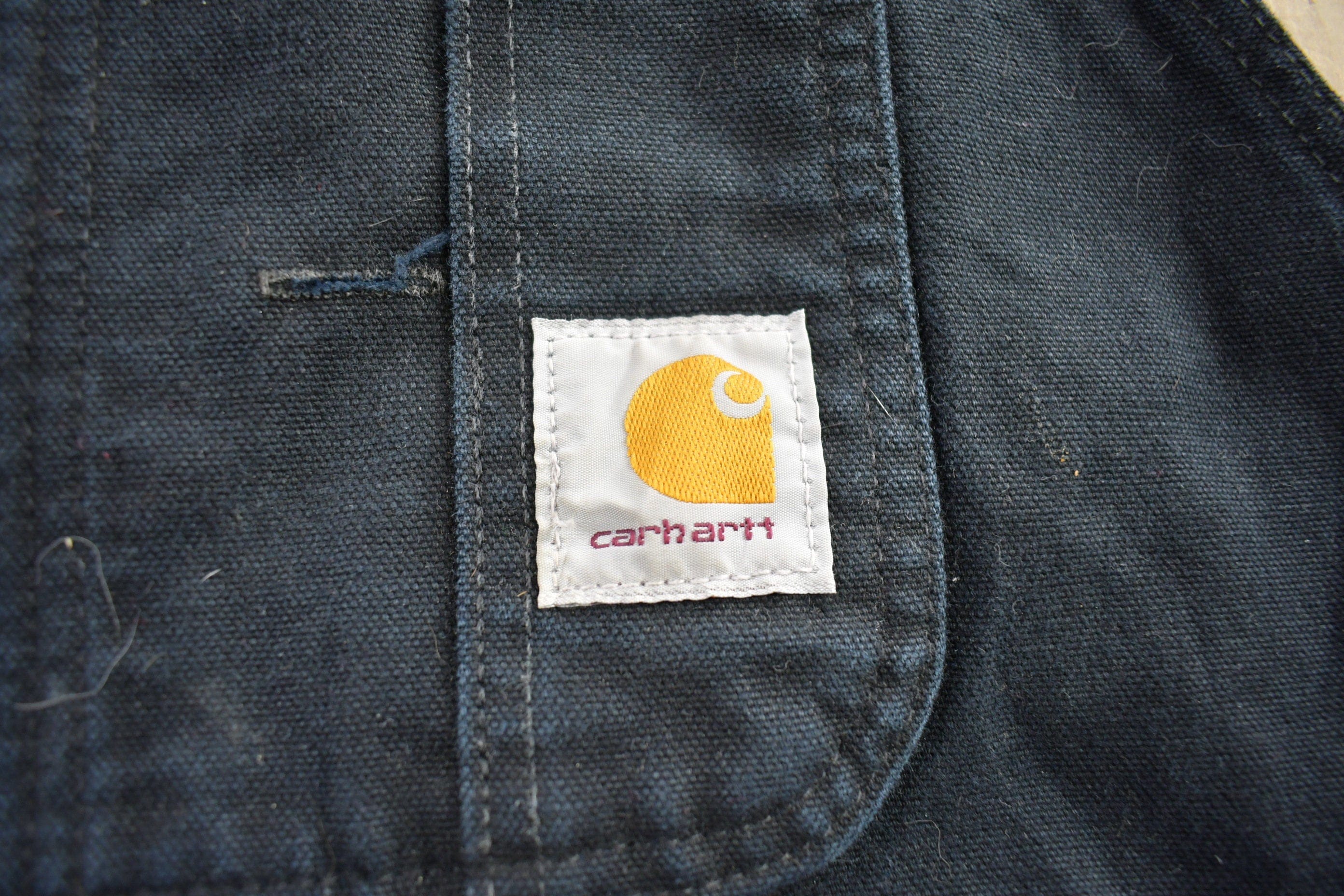 Vintage 1990s Carhartt Black Double Knee Canvas Overalls Men's 44 x 30 - Image 5