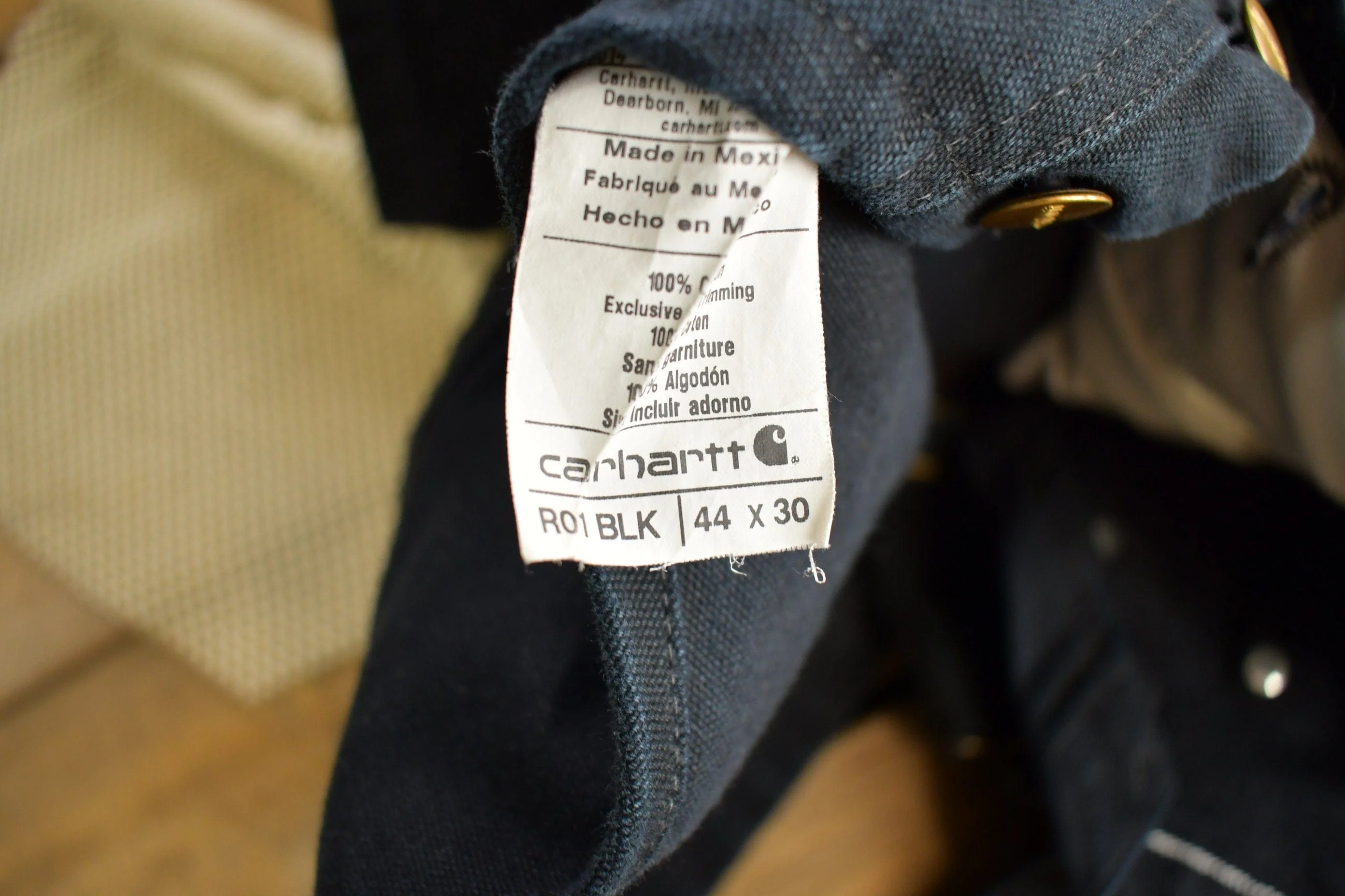 Vintage 1990s Carhartt Black Double Knee Canvas Overalls Men's 44 x 30 - Image 7
