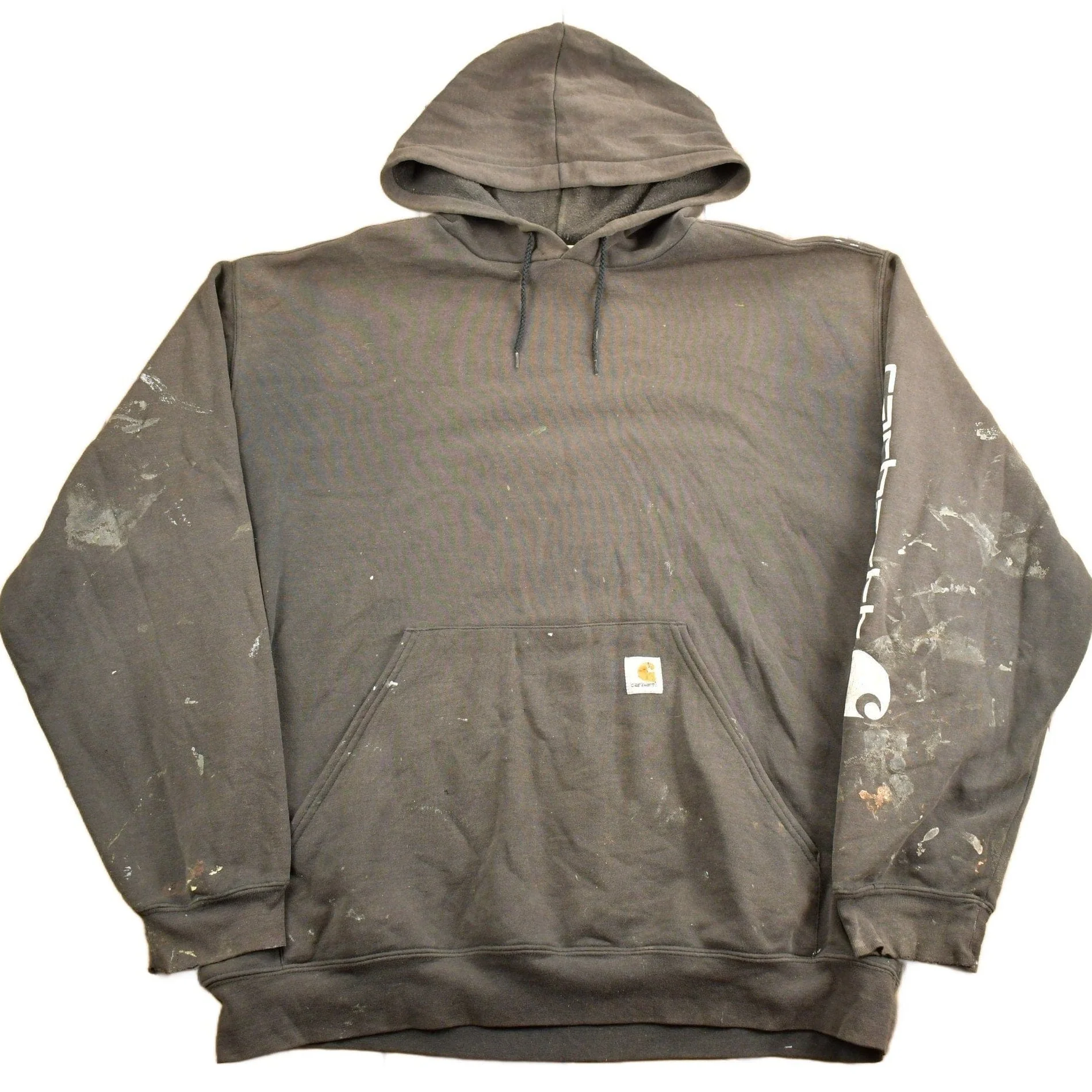 Vintage 1990s Carhartt Black Paint Splattered Hoodie Men's 2XL