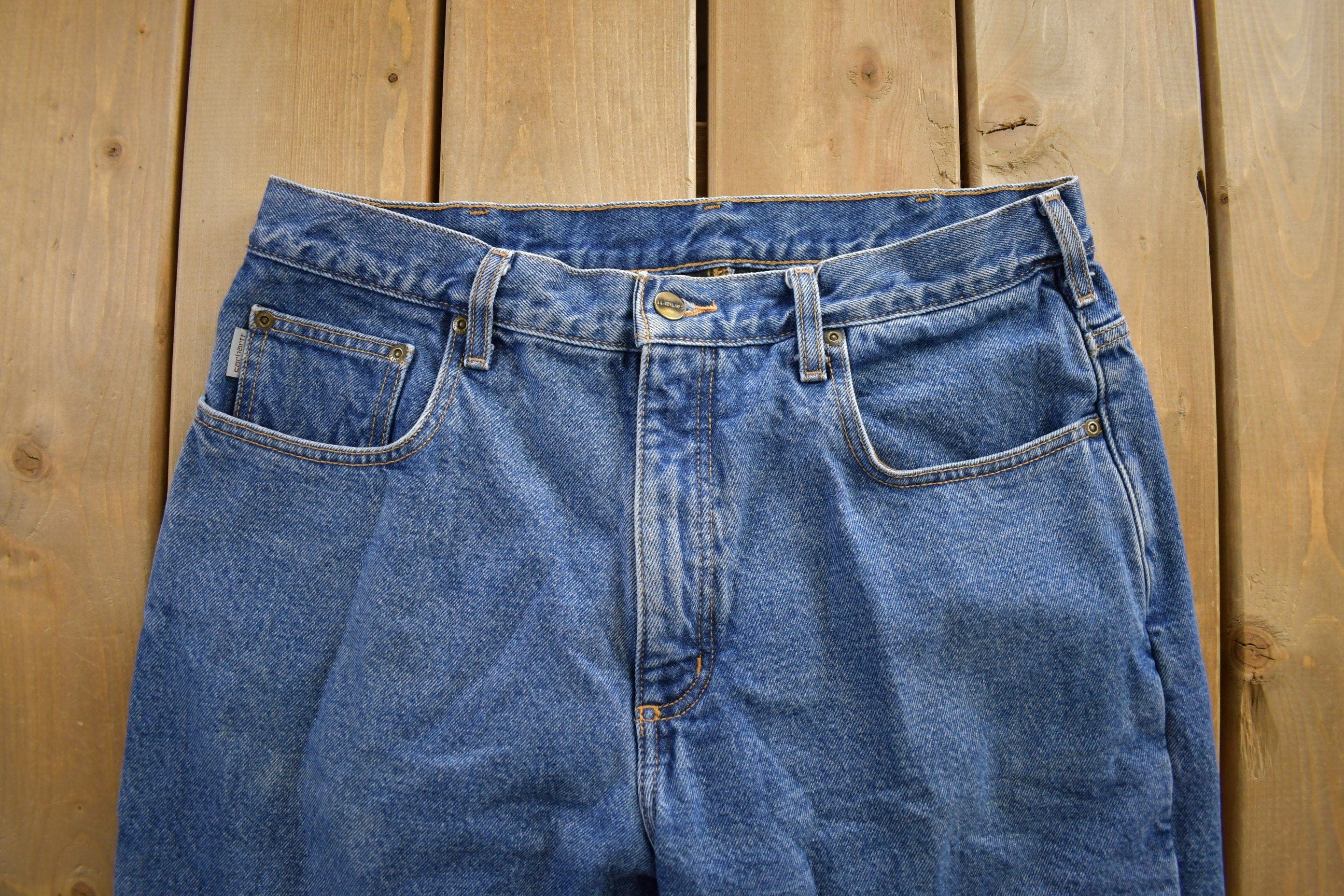 Vintage 1990s Carhartt Blanket Lined Blue Jeans Men's 36 x 30 - Image 4
