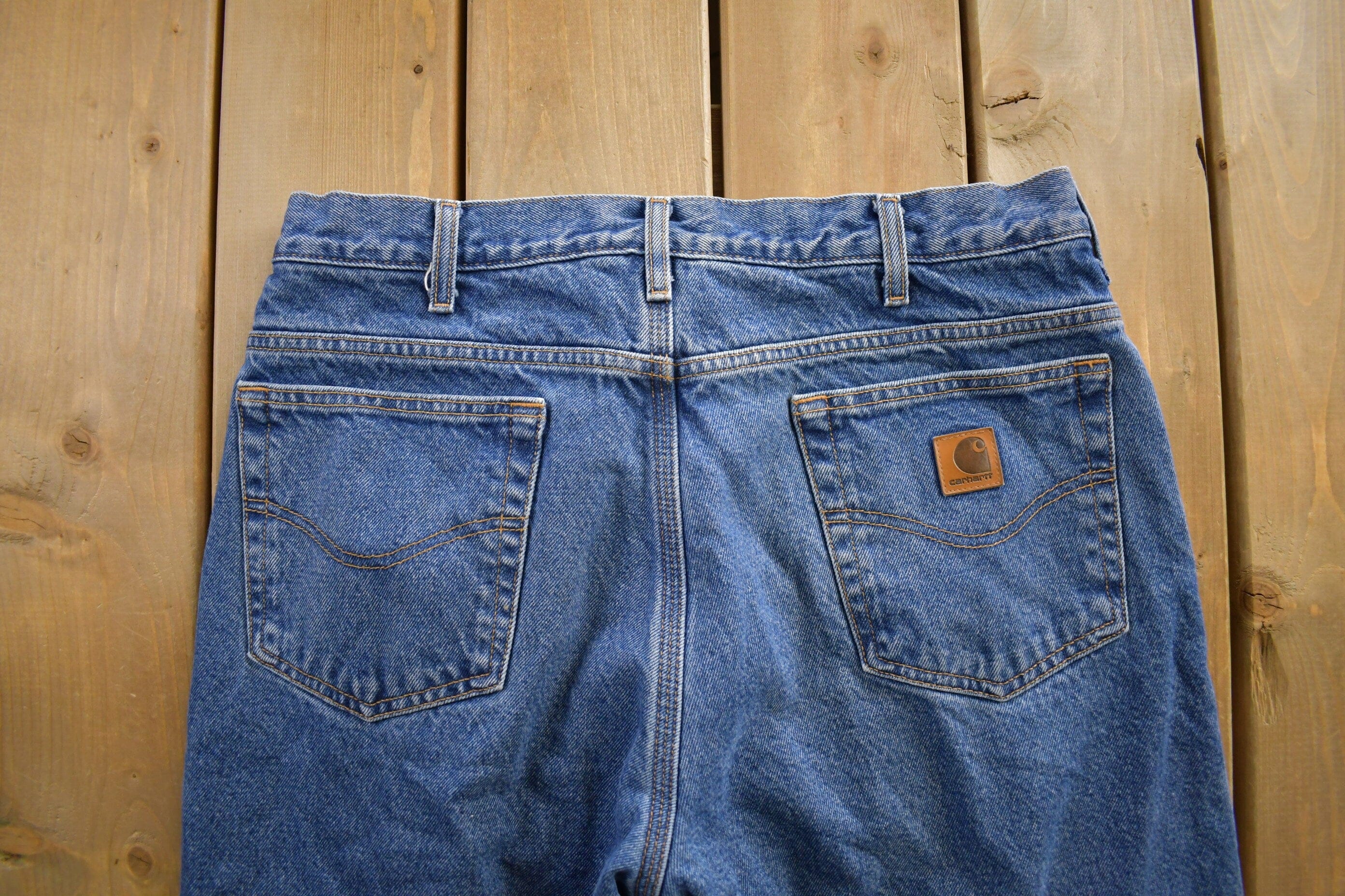 Vintage 1990s Carhartt Blanket Lined Blue Jeans Men's 36 x 30 - Image 5