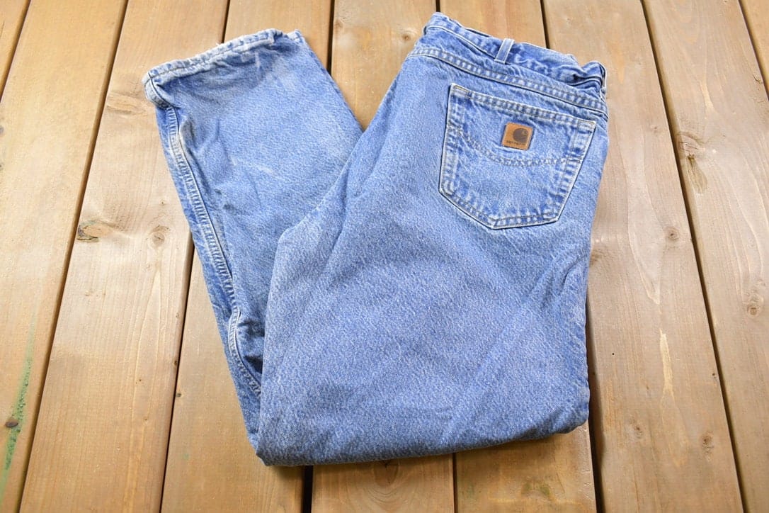 Vintage 1990s Carhartt Blanket Lined Carpenter Jeans Men's 36 x 29 - Image 3