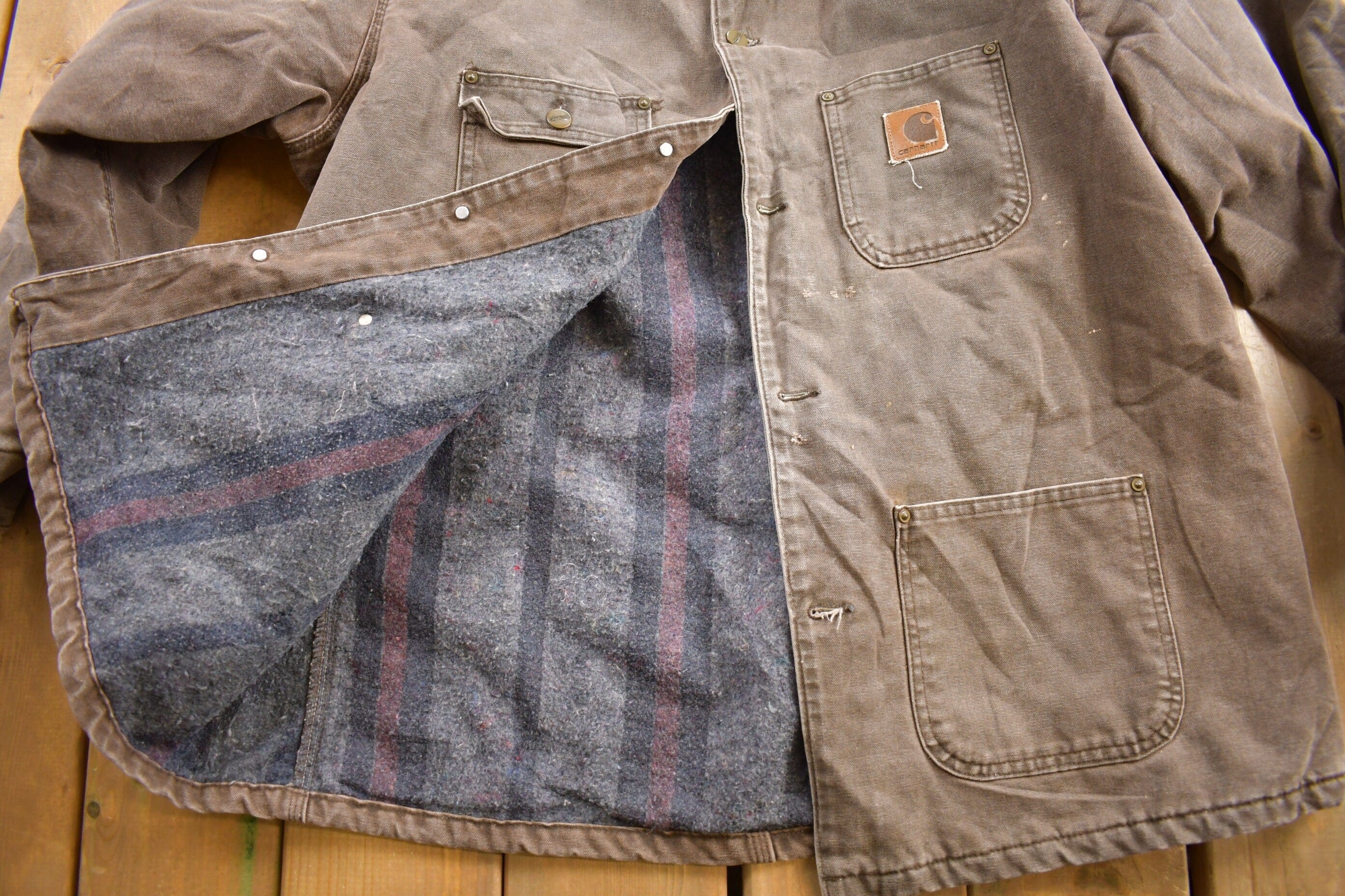 Vintage 1990s Carhartt Blanket Lined Chore Coat - Image 3