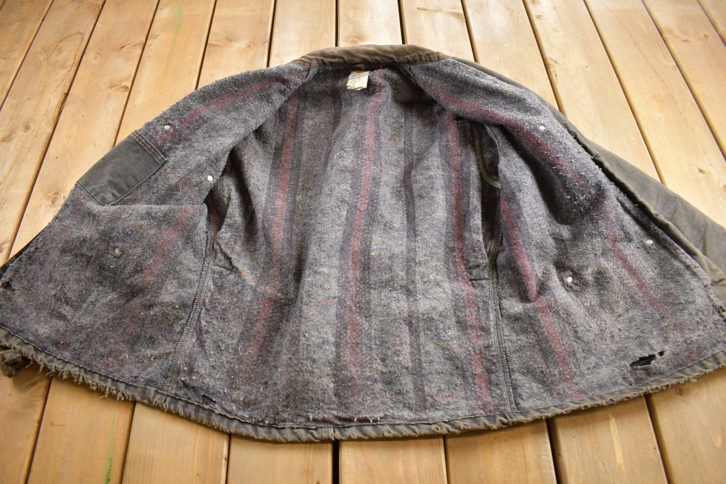 Vintage 1990s Carhartt Blanket Lined Chore Coat Men's Large - Image 3