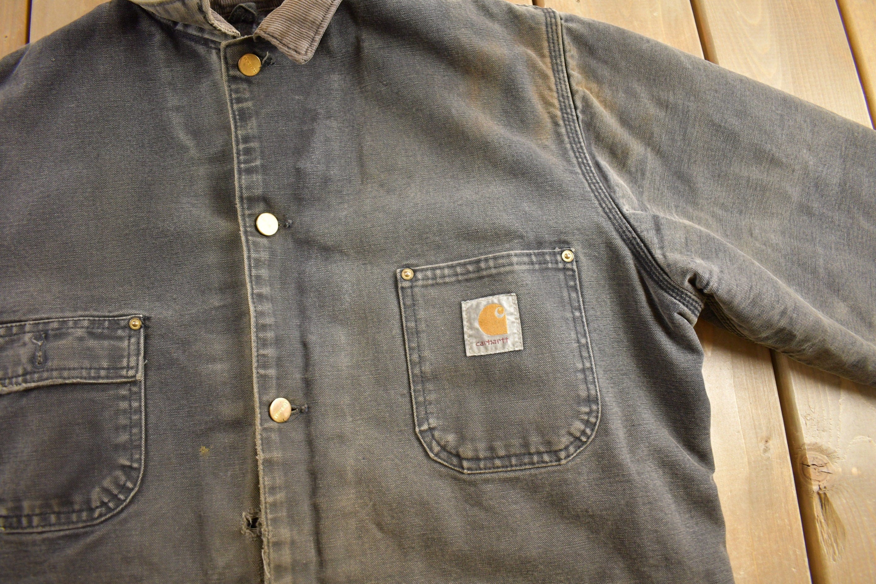 Vintage 1990s Carhartt Blanket Lined Chore Coat Men's Large - Image 4