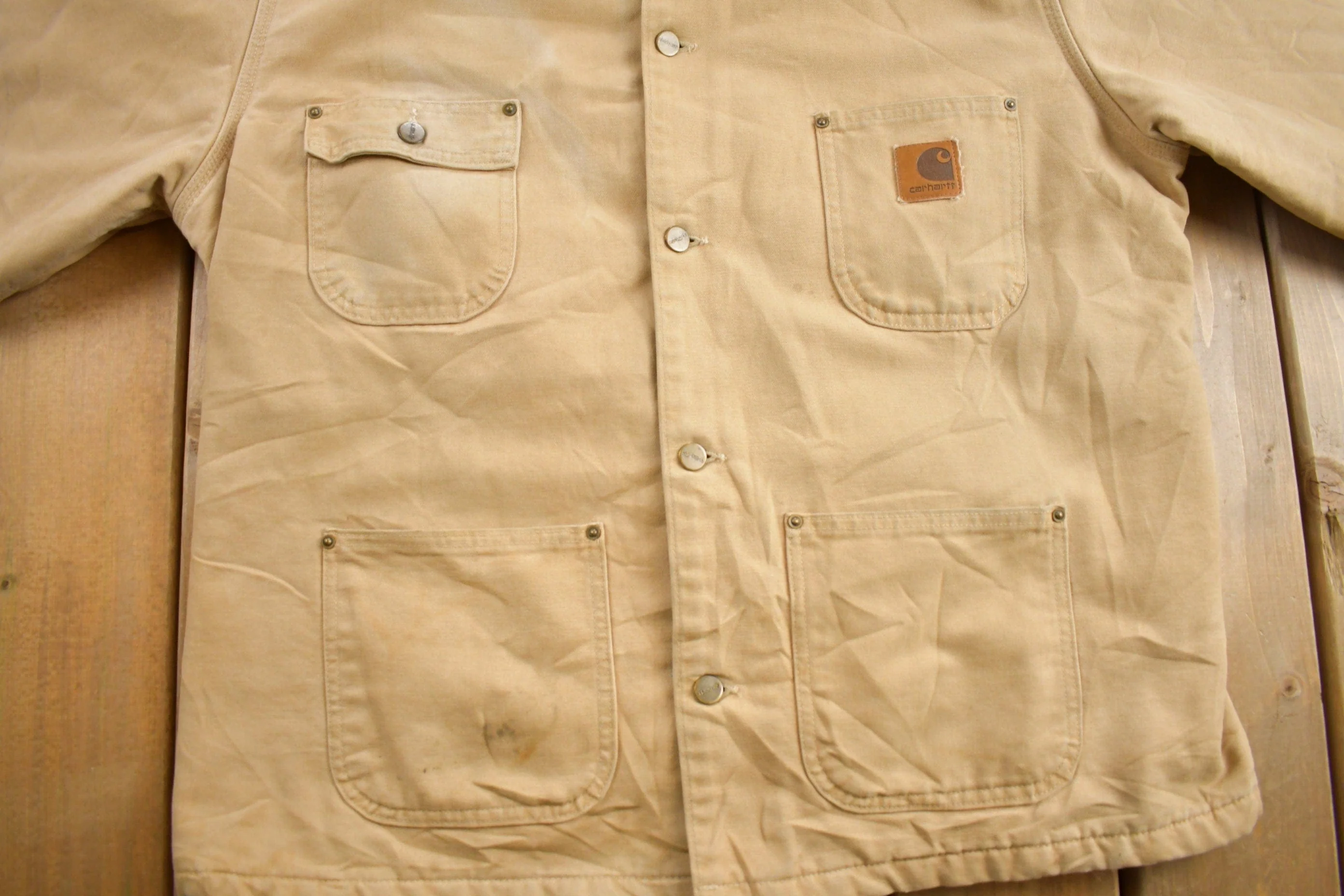 Vintage 1990s Carhartt Blanket Lined Chore Coat Men's Large - Image 4