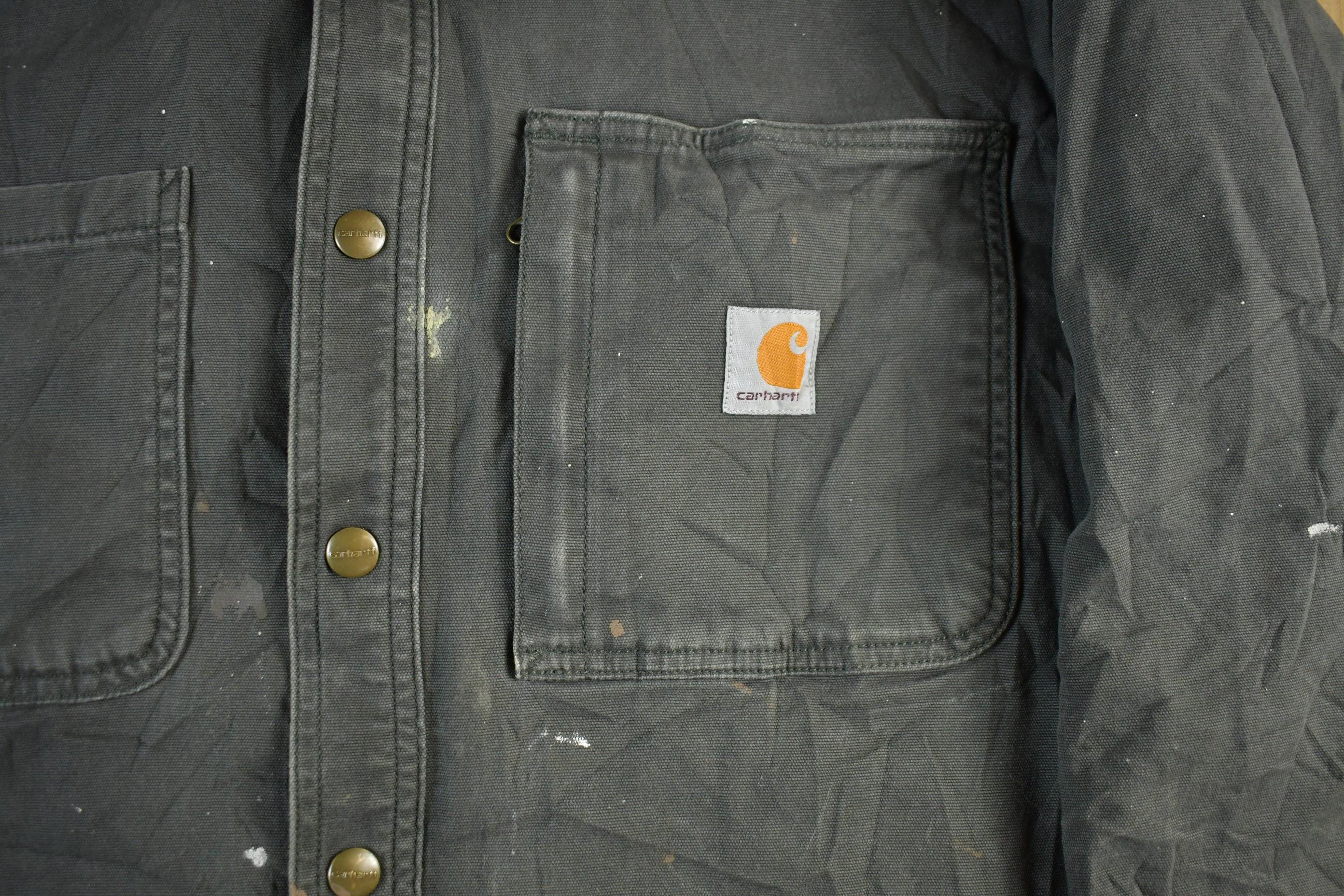 Vintage 1990s Carhartt Blanket Lined Shirt Jacket Men's Medium - Image 3