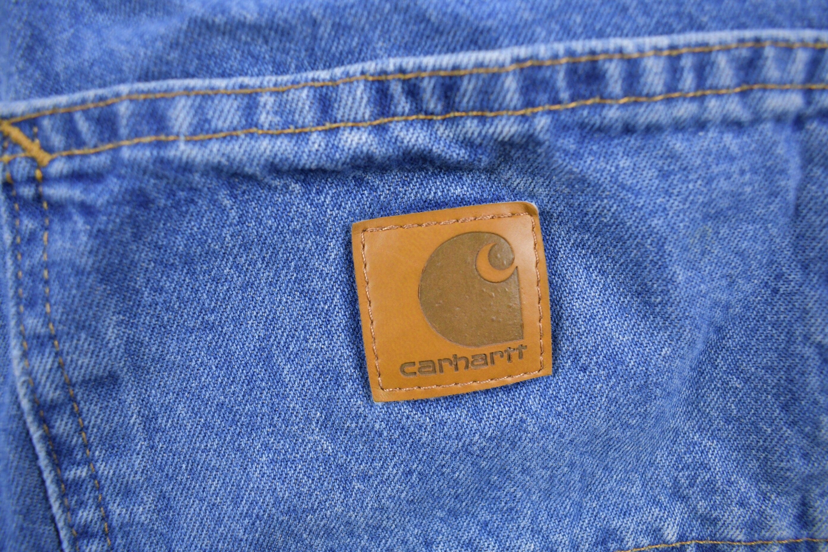 Vintage 1990s Carhartt Blue Denim Work Pants Men's 33 x 28 - Image 4