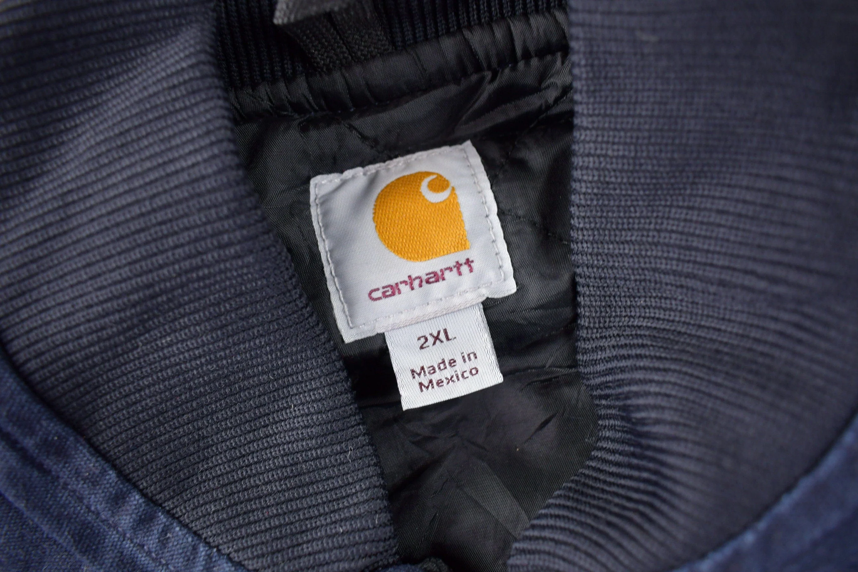 Vintage 1990s Carhartt Blue Embroidered Quilted Work Vest Men's 2XL - Image 4