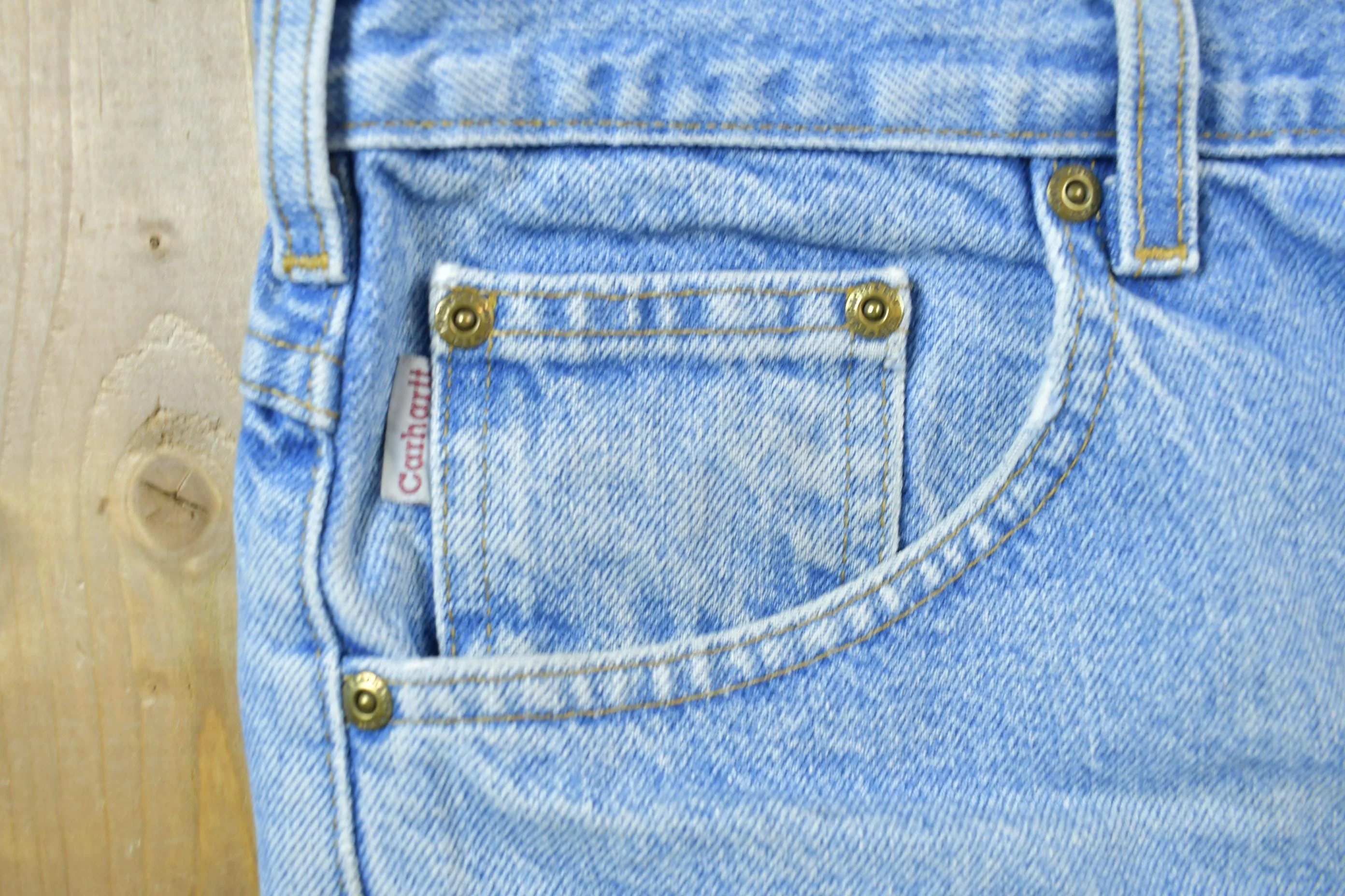 Vintage 1990s Carhartt Blue Jean Shorts Men's 42 - Image 5