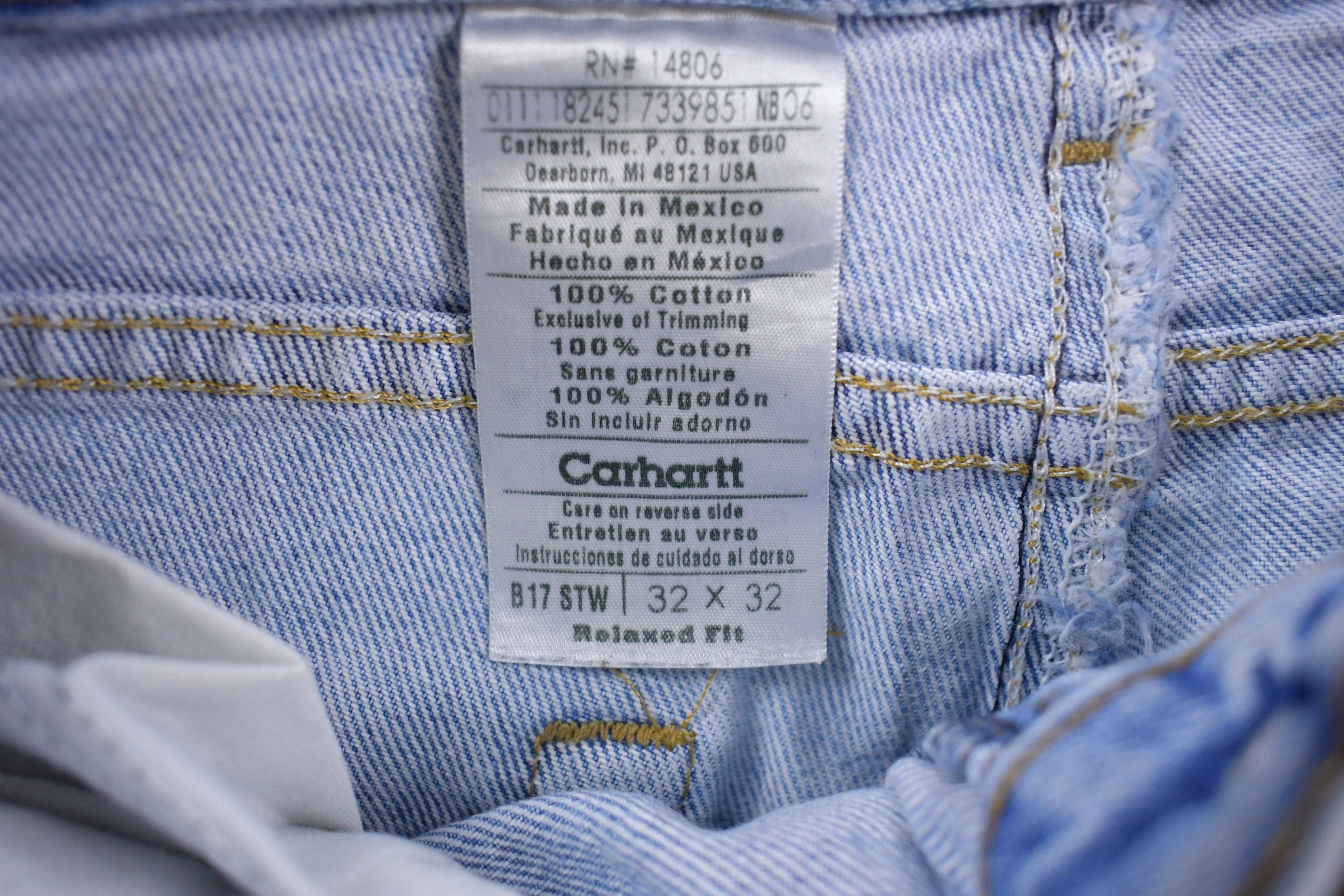 Vintage 1990s Carhartt Blue Paint platter Jean Shorts Men's 32 - Image 4