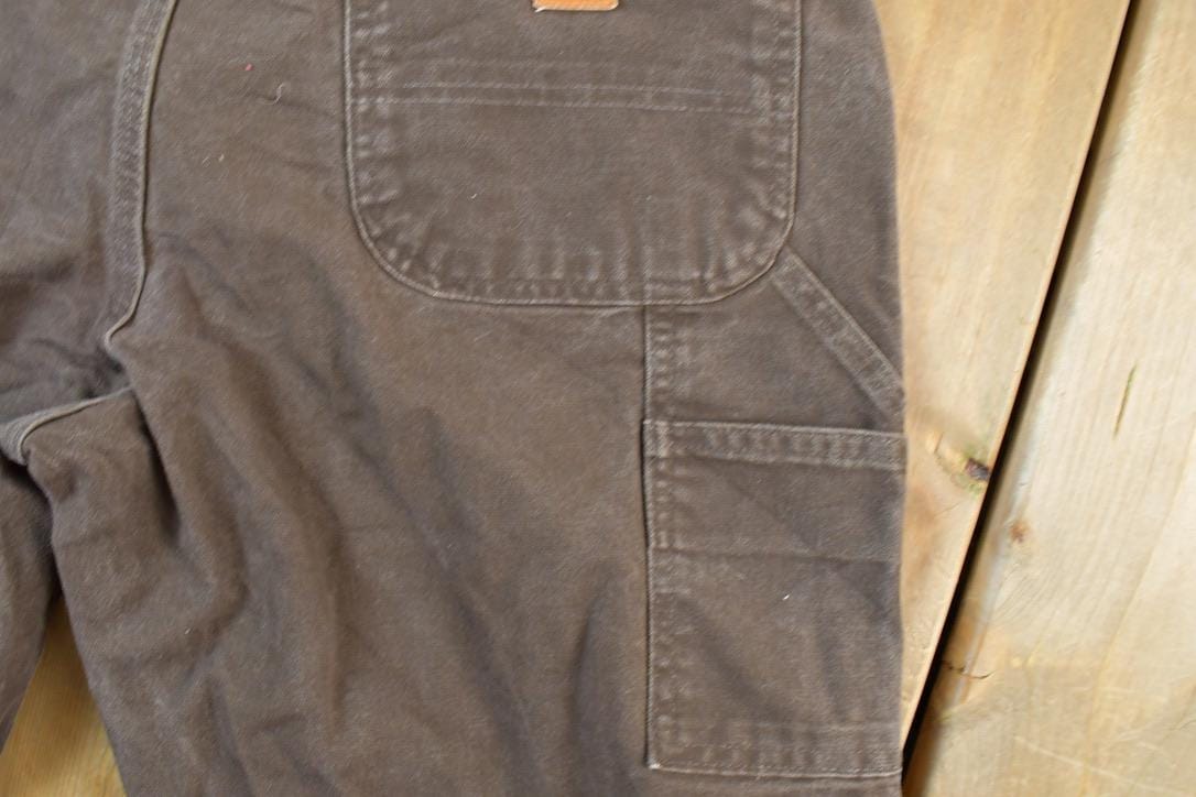 Vintage 1990s Carhartt Brown Denim Work Pants Men's 38 x 30 - Image 7