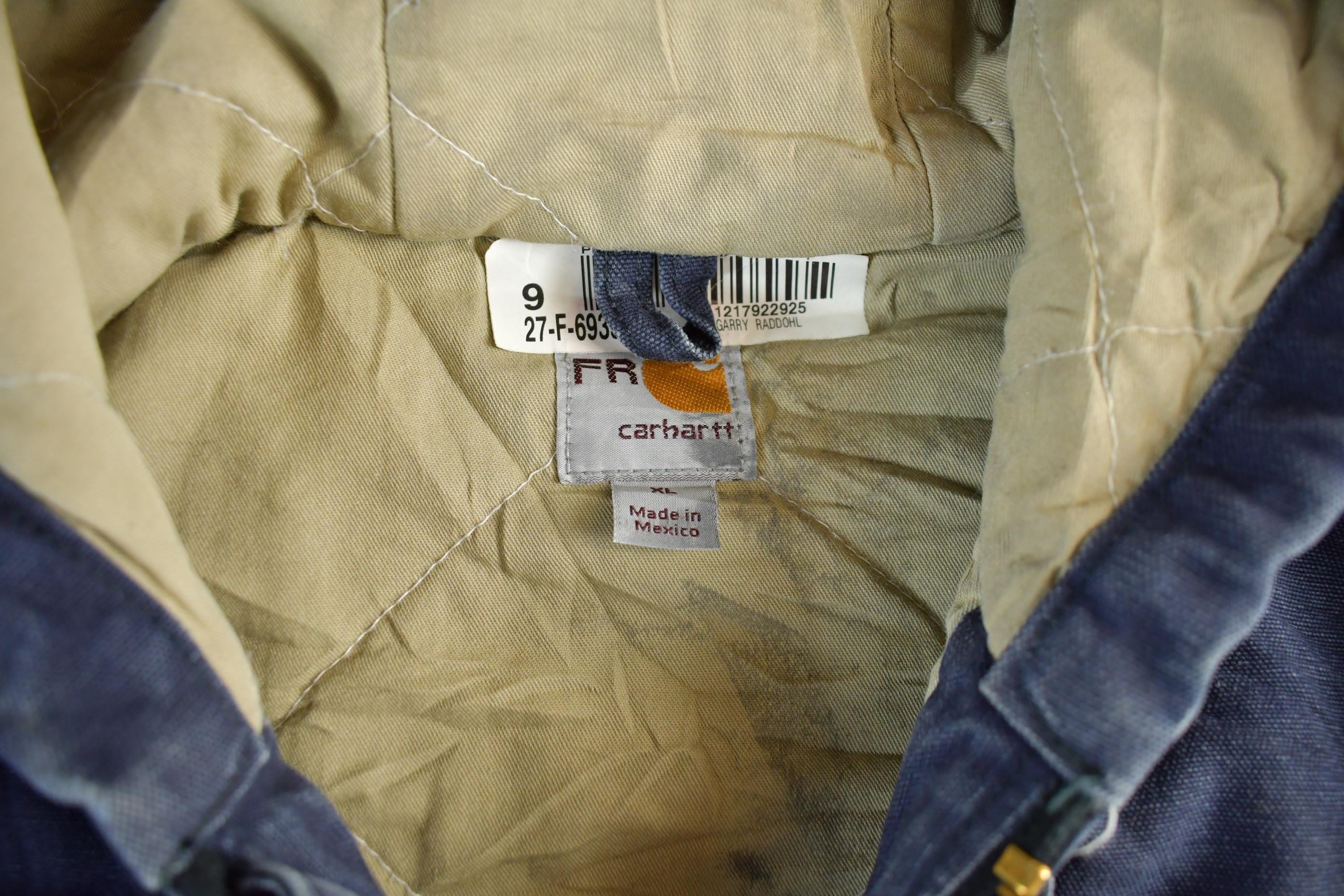 Vintage 1990s Carhartt Canvas FR Fire Resistant Hooded Jacket Men's XL - Image 4