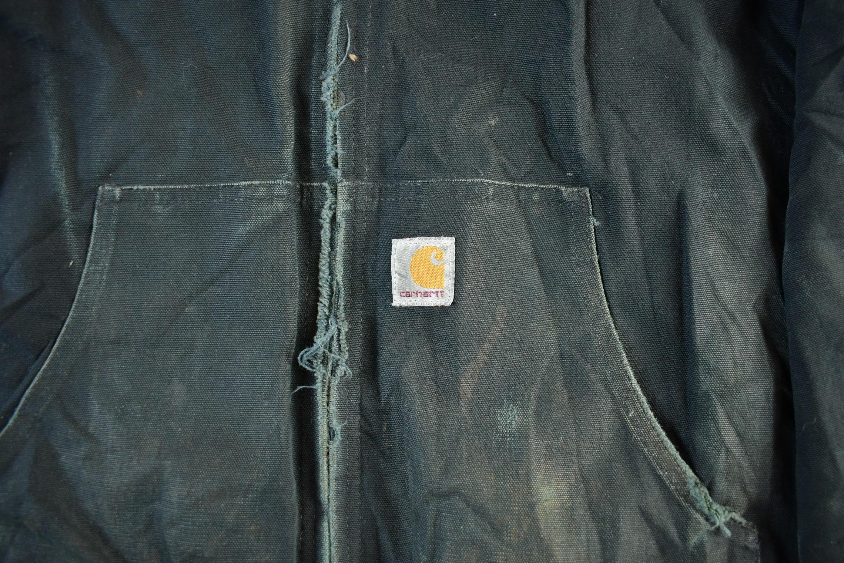 Vintage 1990s Carhartt Canvas Hooded Jacket Men's XL - Image 3