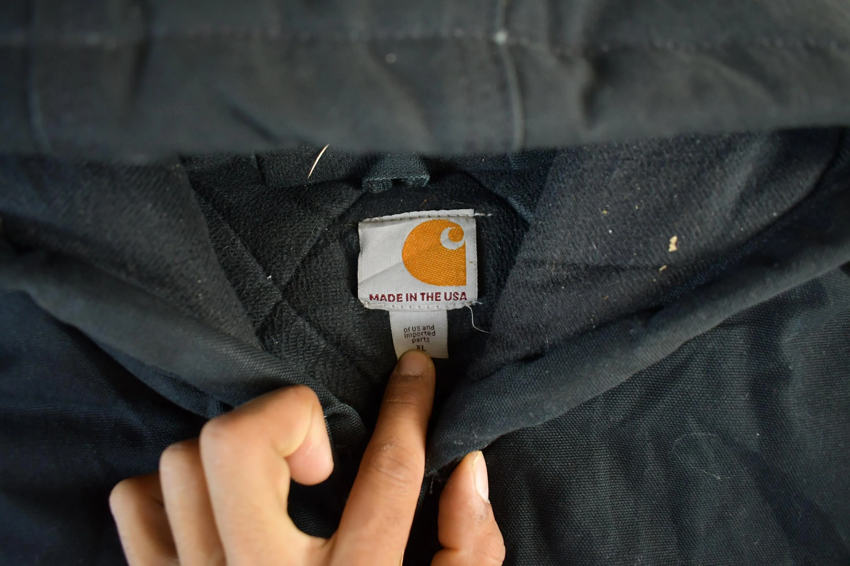Vintage 1990s Carhartt Canvas Hooded Jacket Men's XL - Image 4