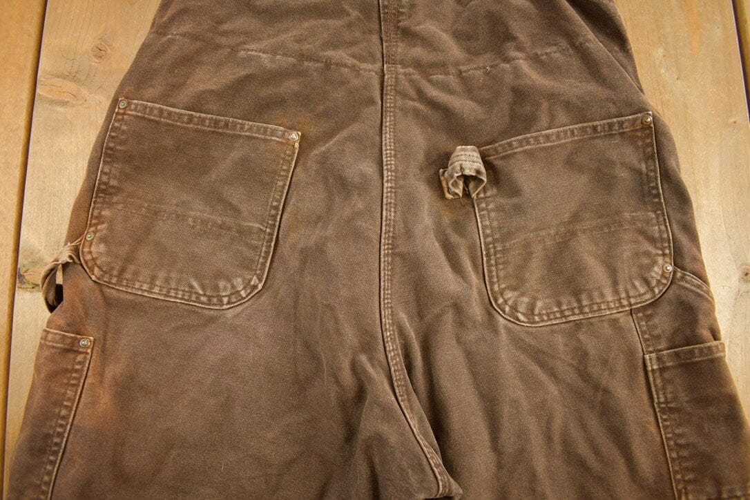 Vintage 1990s Carhartt Chocolate Brown Double Knee Canvas Overalls Men's 38 x 30 - Image 8