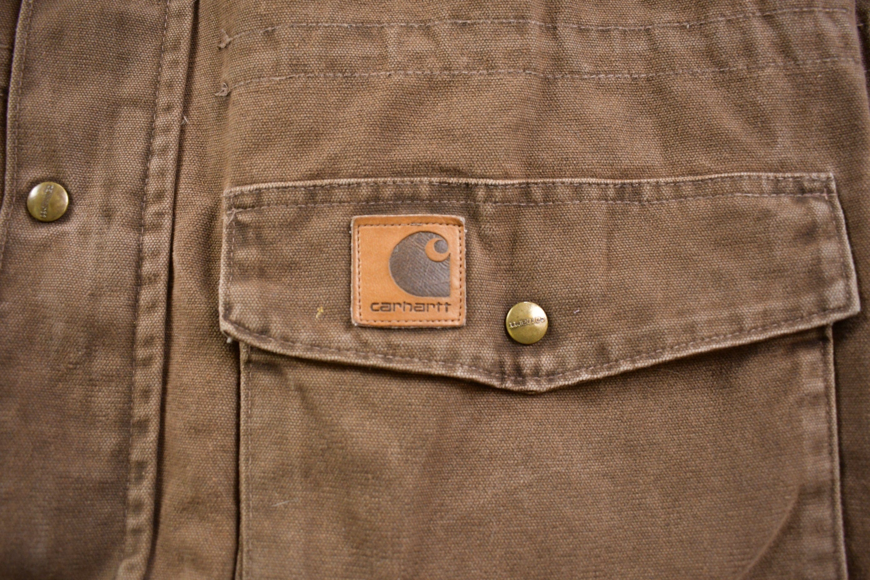 Vintage 1990s Carhartt Diomond Quilt Lined Chore Coat Men's 2XL - Image 3