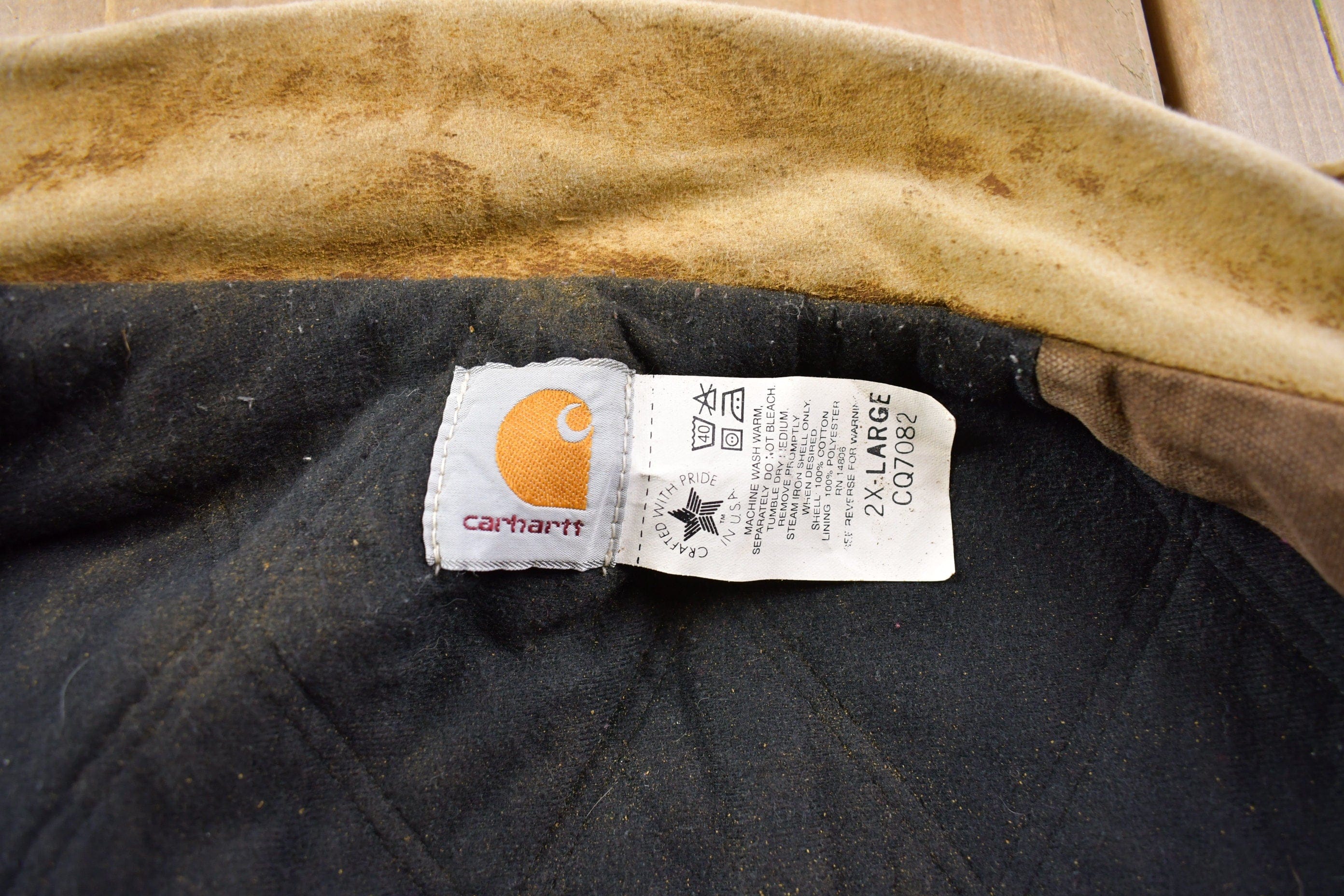 Vintage 1990s Carhartt Diomond Quilt Lined Chore Coat Men's 2XL - Image 4