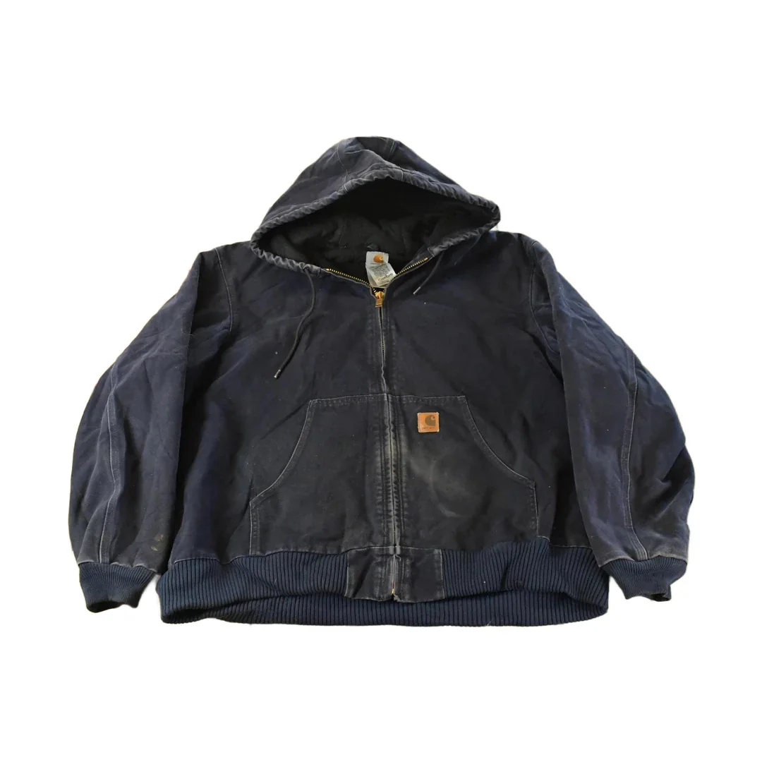 Vintage 1990s Carhartt Distressed Canvas Hooded Jacket Men's 2XL