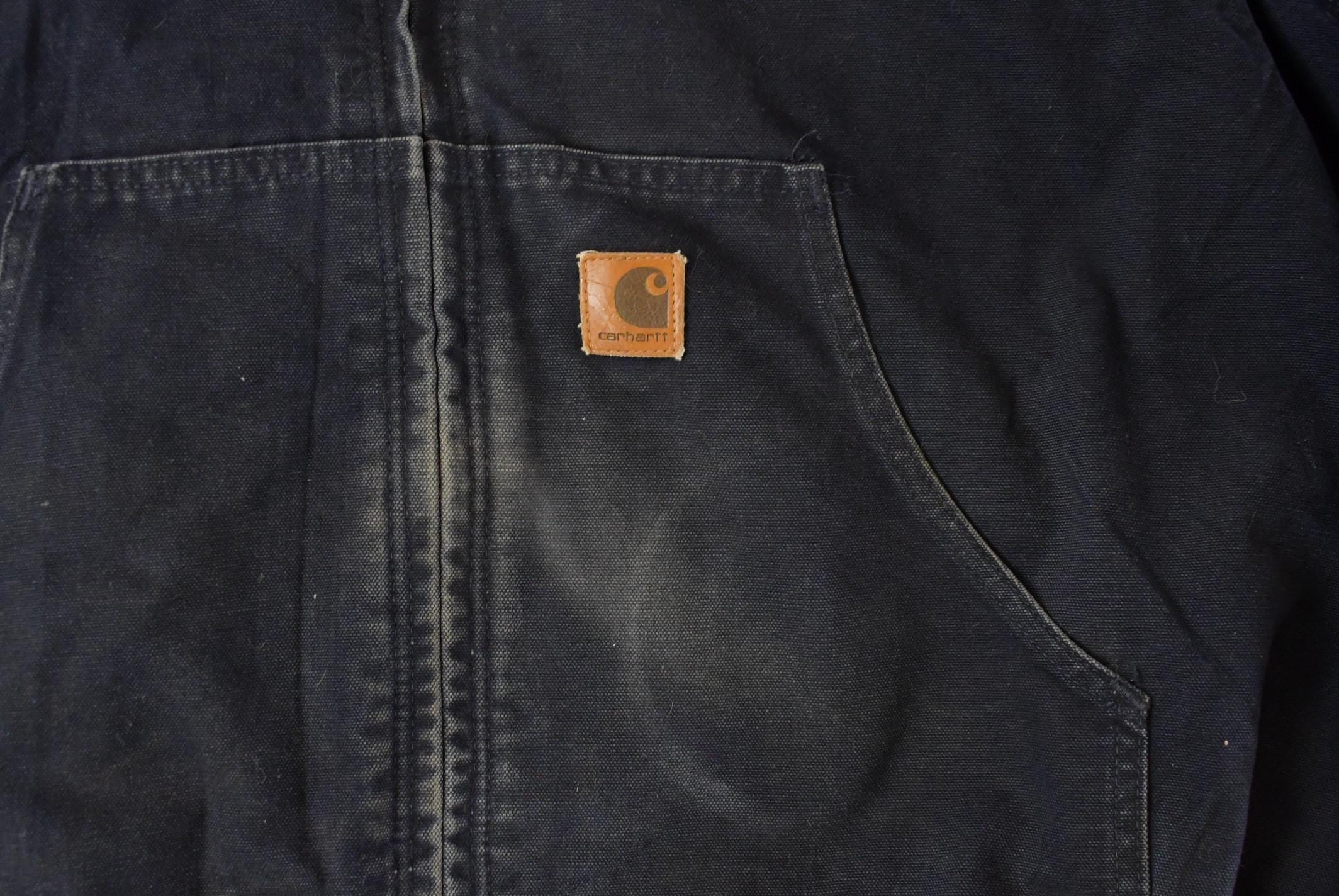 Vintage 1990s Carhartt Distressed Canvas Hooded Jacket Men's 2XL - Image 3