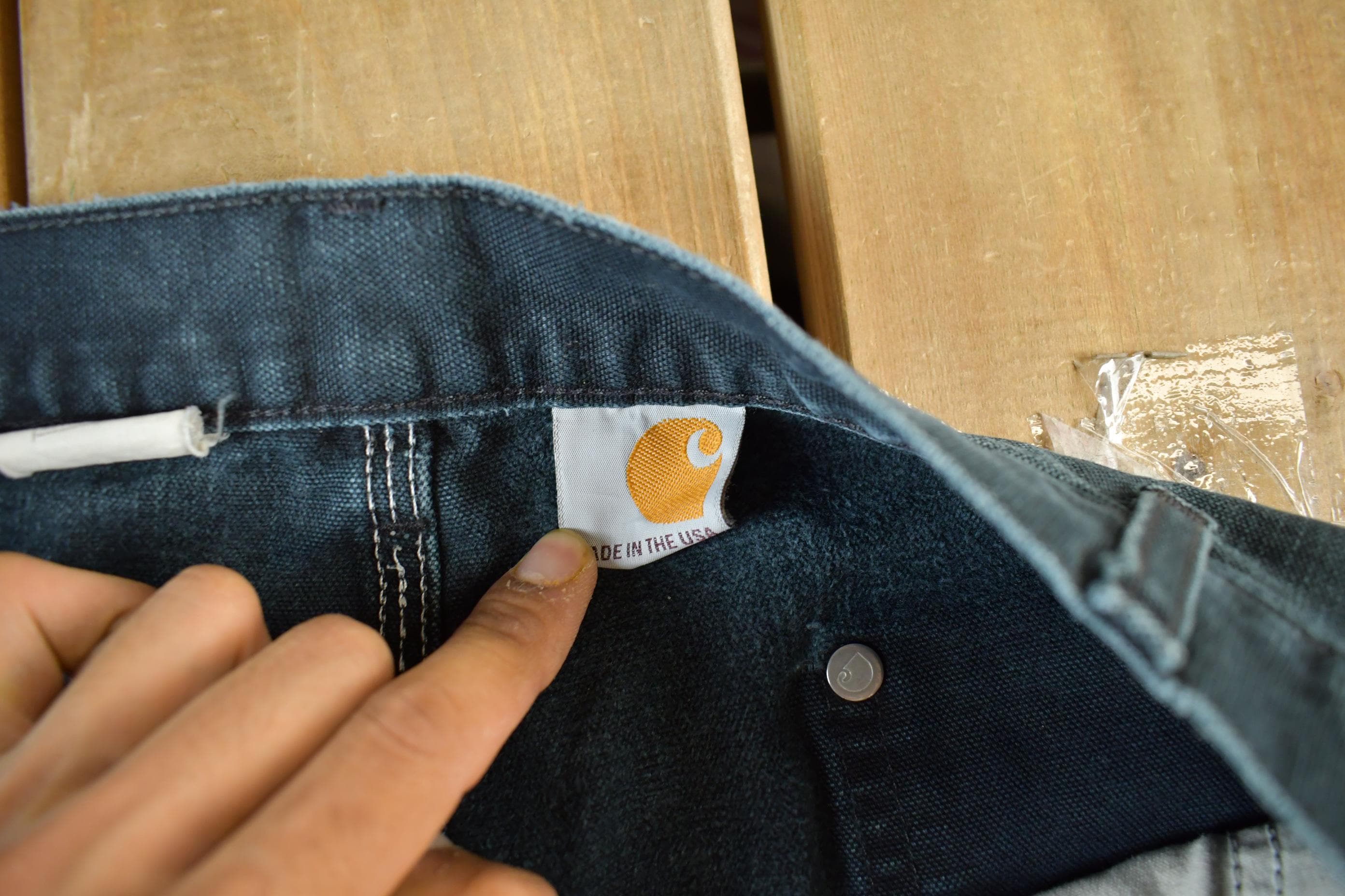 Vintage 1990s Carhartt Distressed Double Knee Denim Work Jeans Men's Large 36 x 30 - Image 6