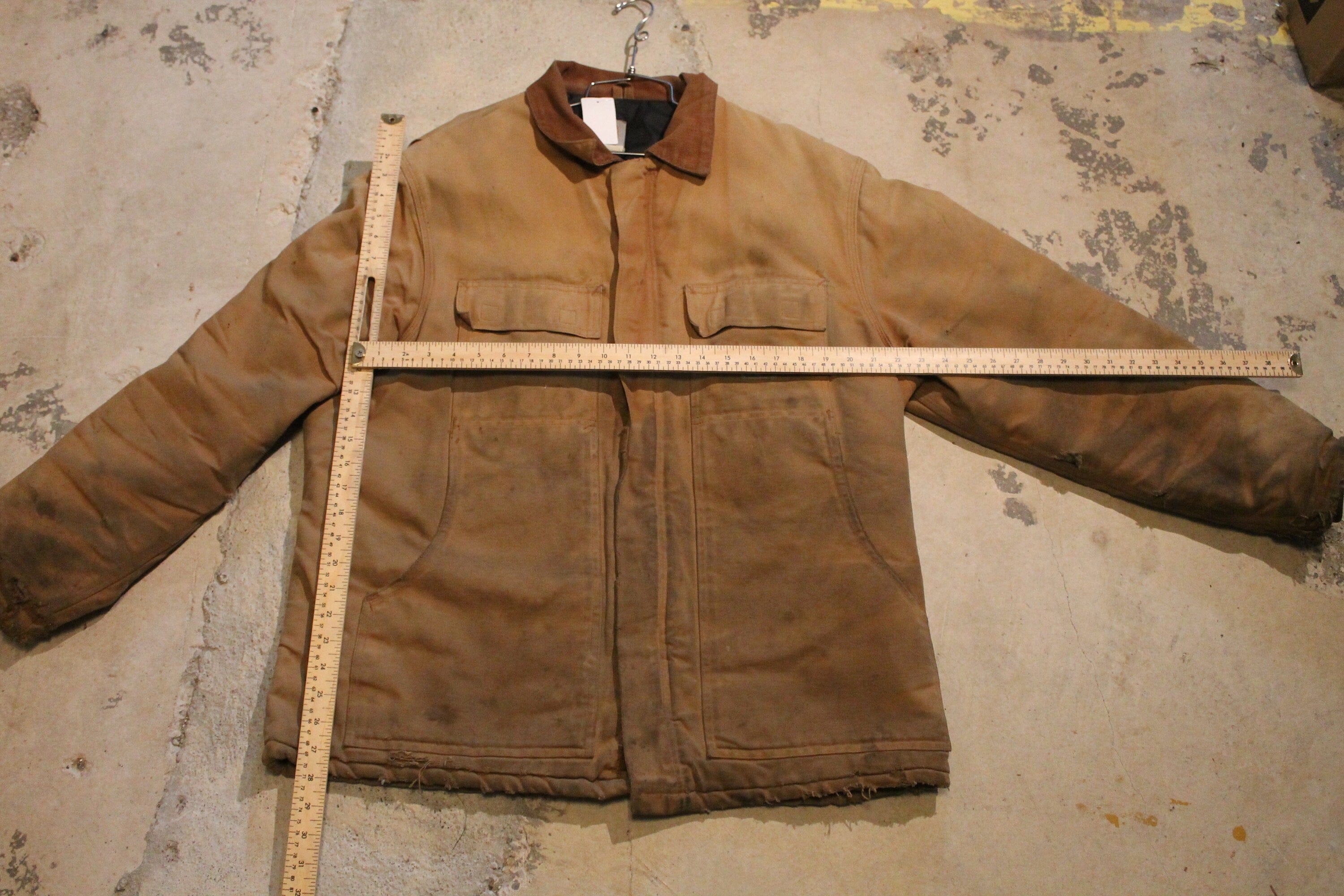 Vintage 1990S Carhartt Distressed Full Zip Workwear Chore Coat Men's XL - Image 4