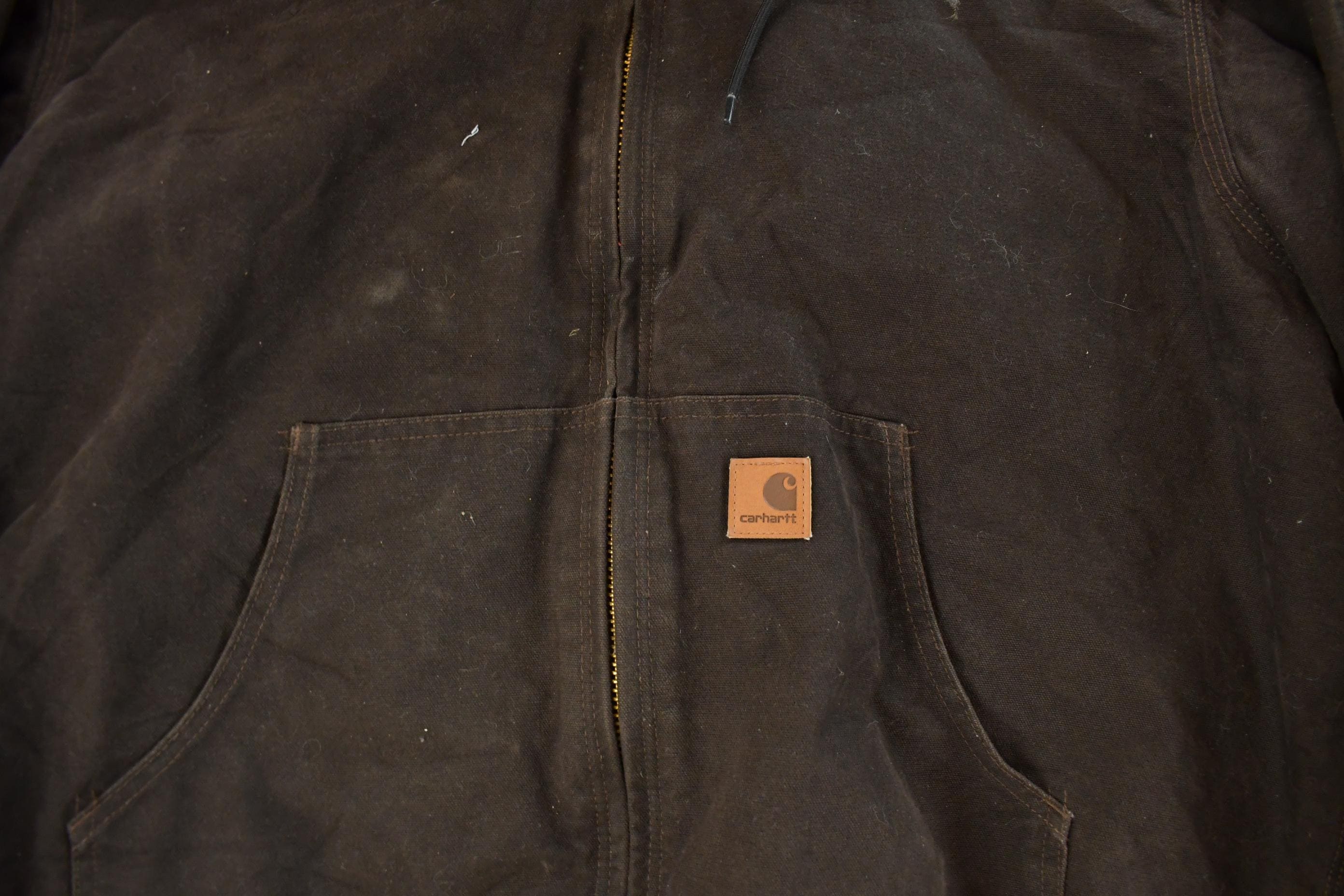 Vintage 1990s Carhartt Distressed Hooded Jacket Men's XL - Image 3