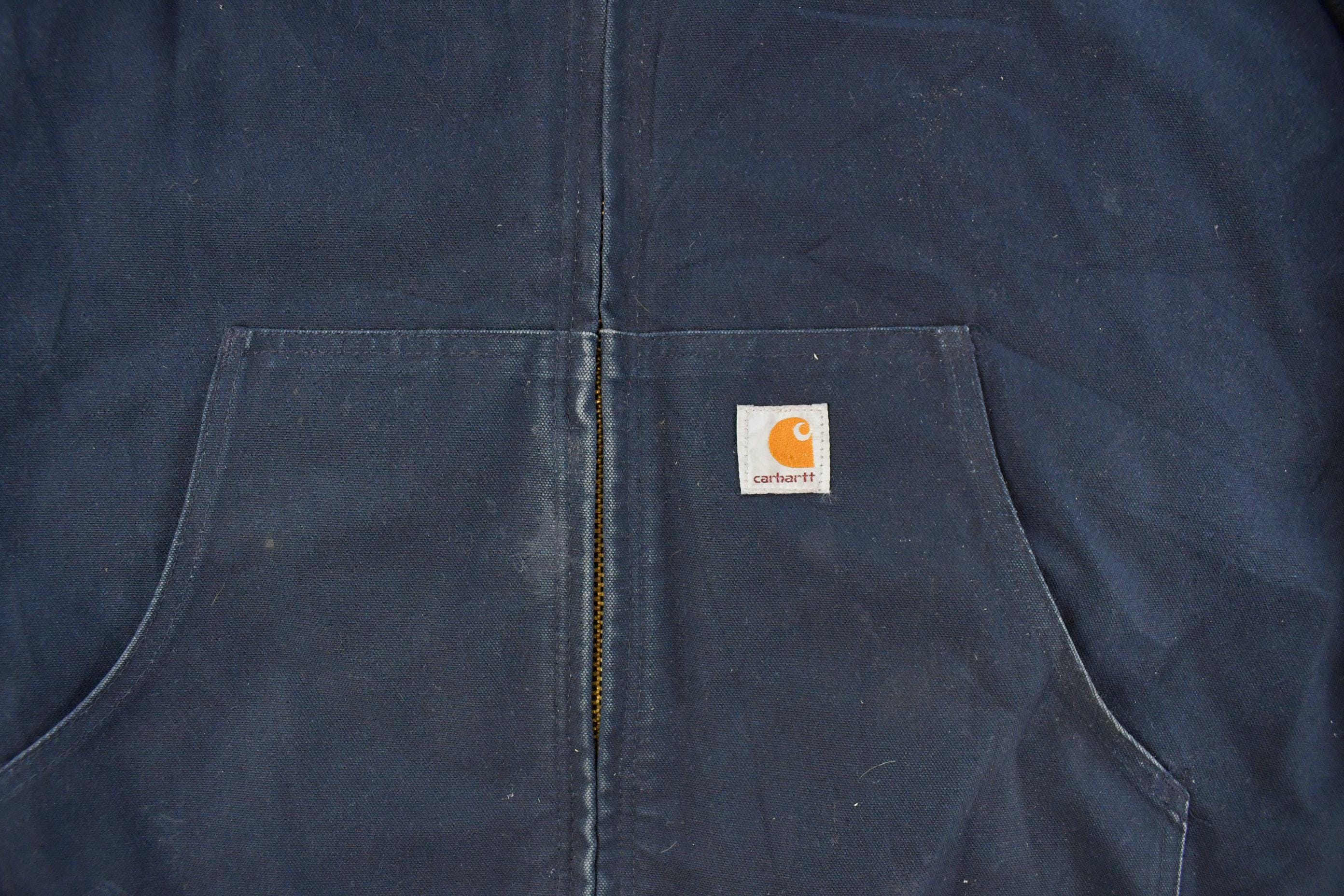 Vintage 1990s Carhartt Distressed Hooded Jacket Men's XL - Image 3