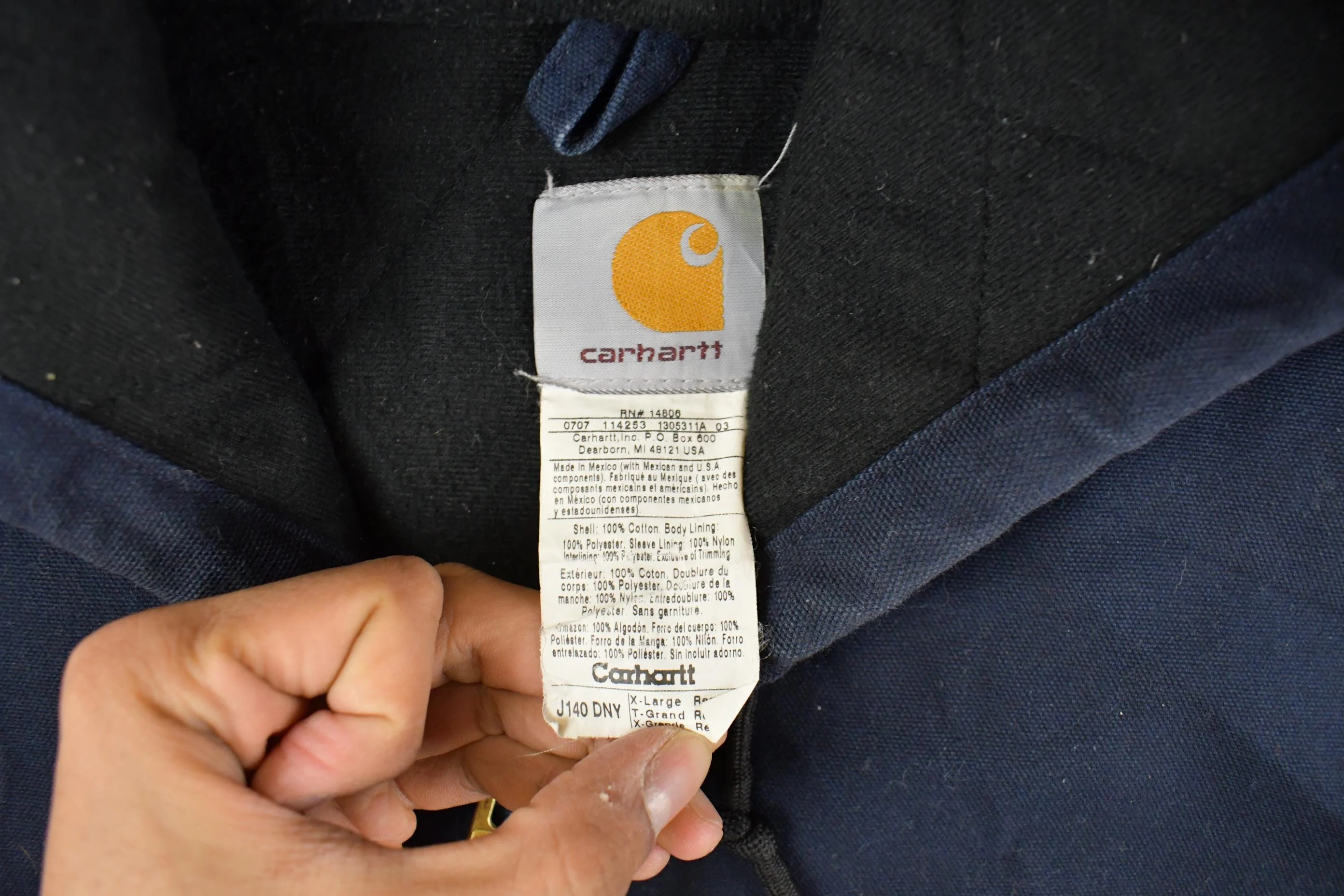 Vintage 1990s Carhartt Distressed Hooded Jacket Men's XL - Image 6