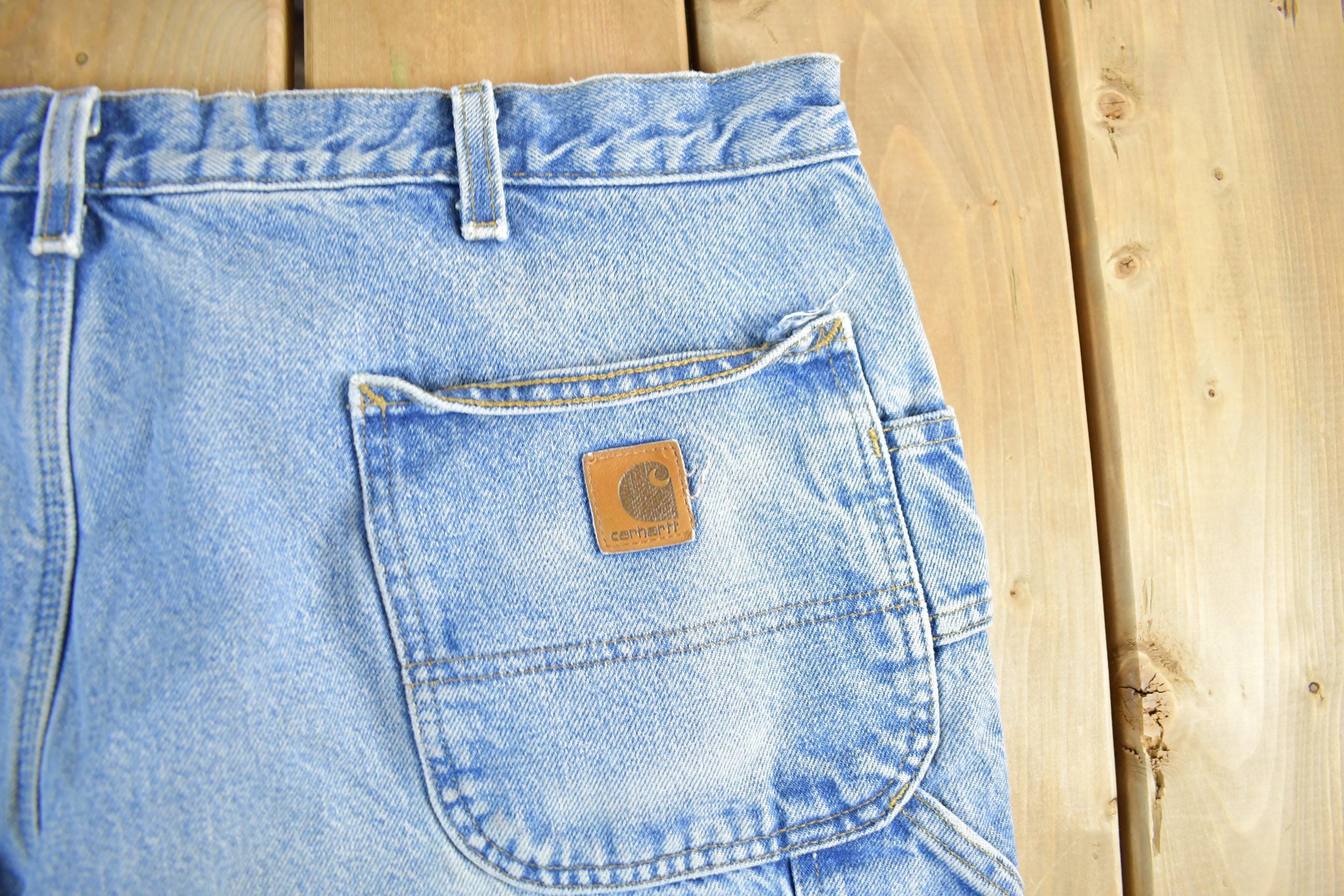 Vintage 1990s Carhartt Distressed Lined Denim Work Jeans Men's 39 x 28 - Image 6