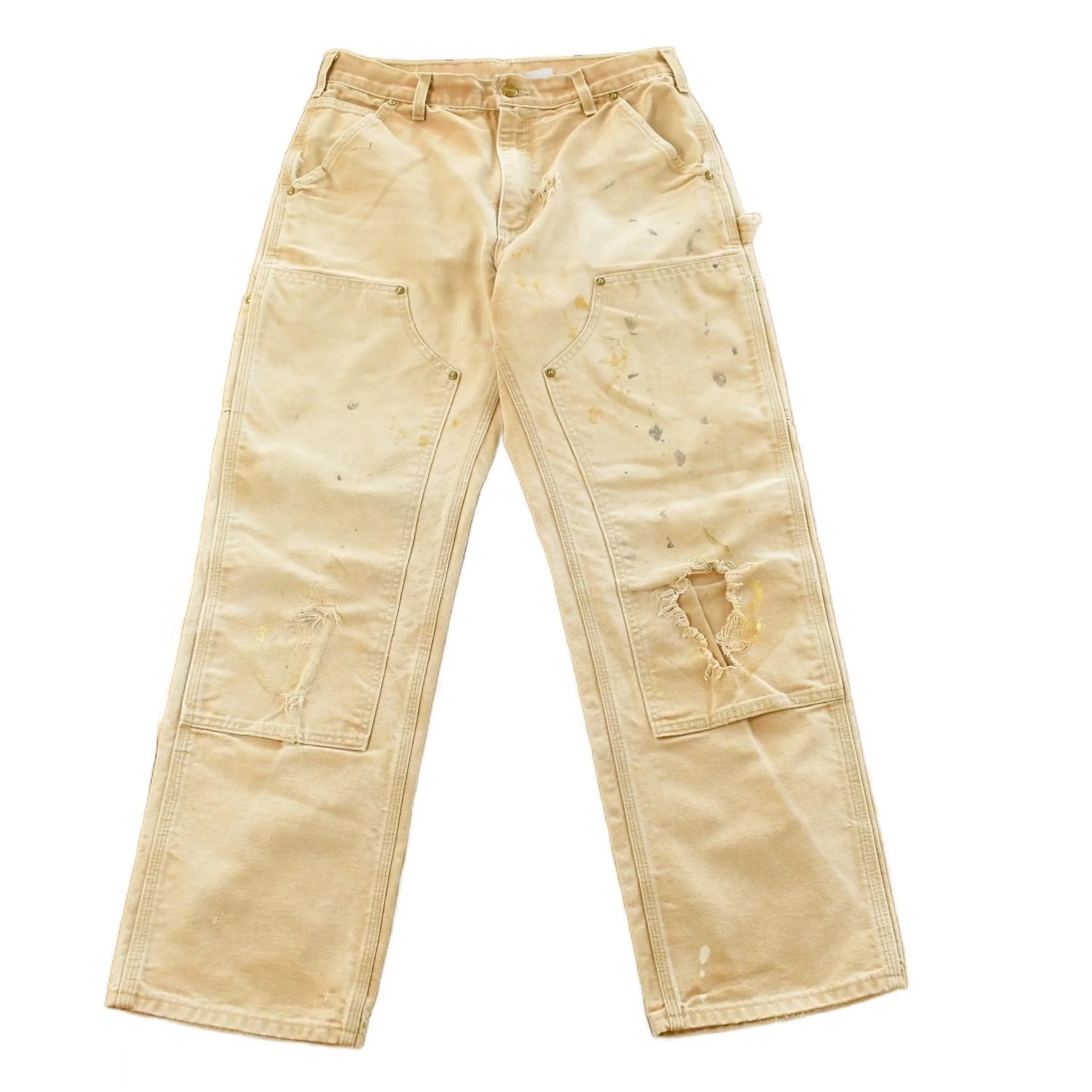 Vintage 1990s Carhartt Distressed Sun Faded Double Knee Pants Men's 30 x 29